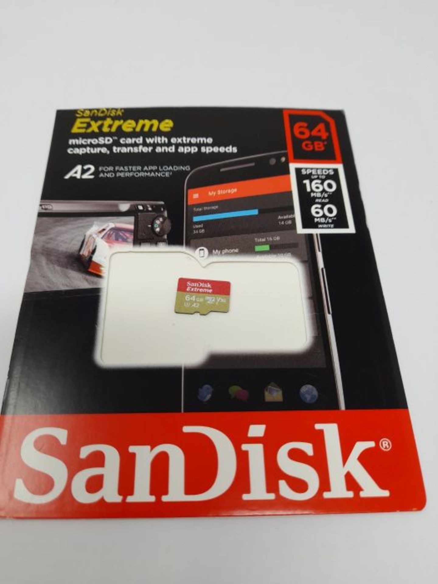 SanDisk Extreme microSDXC 64GB + SD Adapter + Rescue Pro Deluxe 160MB/s A2 C10 V30 UHS - Image 2 of 3