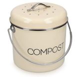 Navaris Metal Compost Caddy Bin - 3 Litre Kitchen Composting Bucket with Charcoal Filt