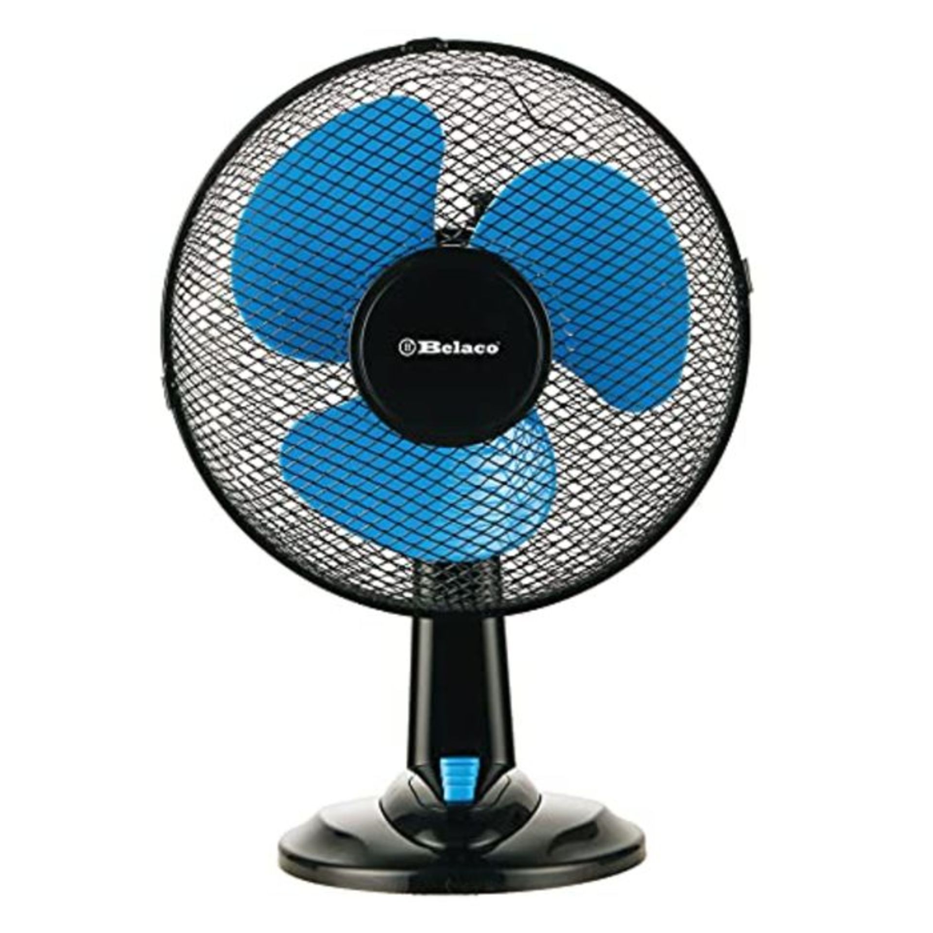 Belaco 12inch Blue Table Fan Desk Fan with 3 Speed Oscillating cooling fan Stand Fan f