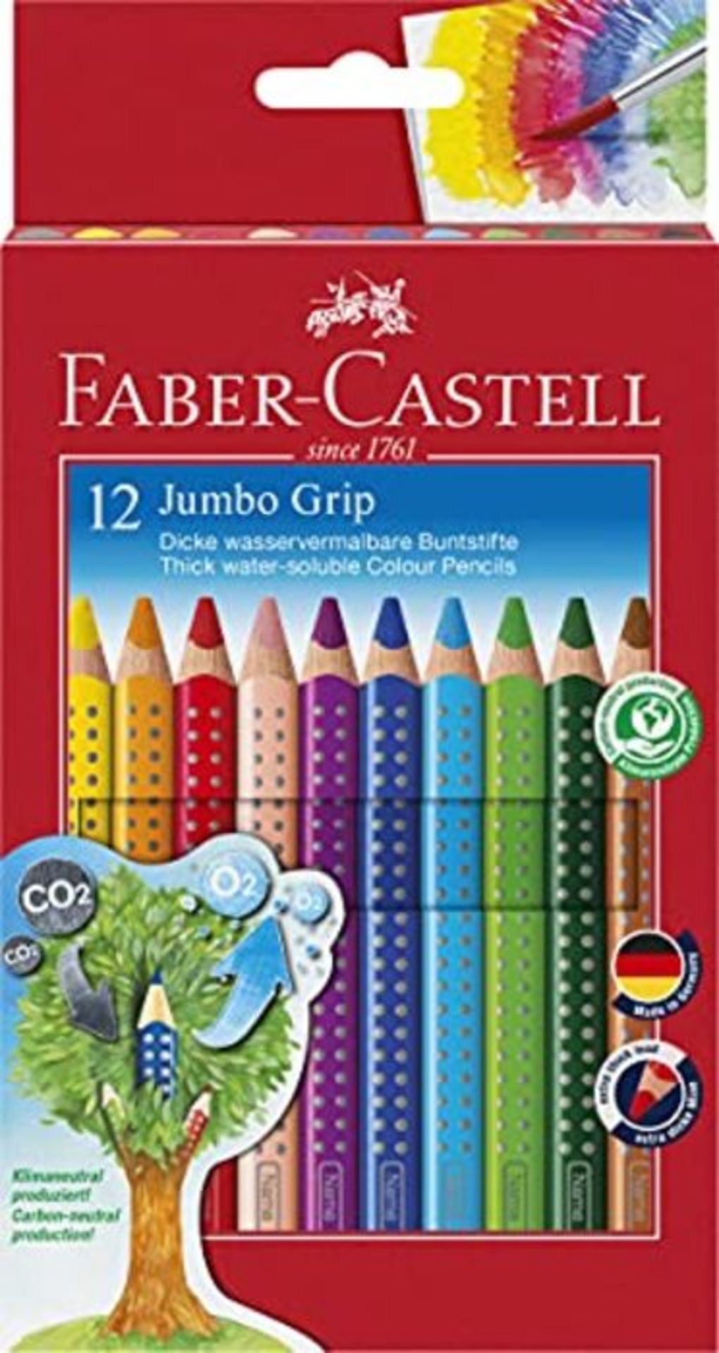 Faber-Castell 110912 - Jumbo GRIP colored pencils, box of 12, packaging may vary
