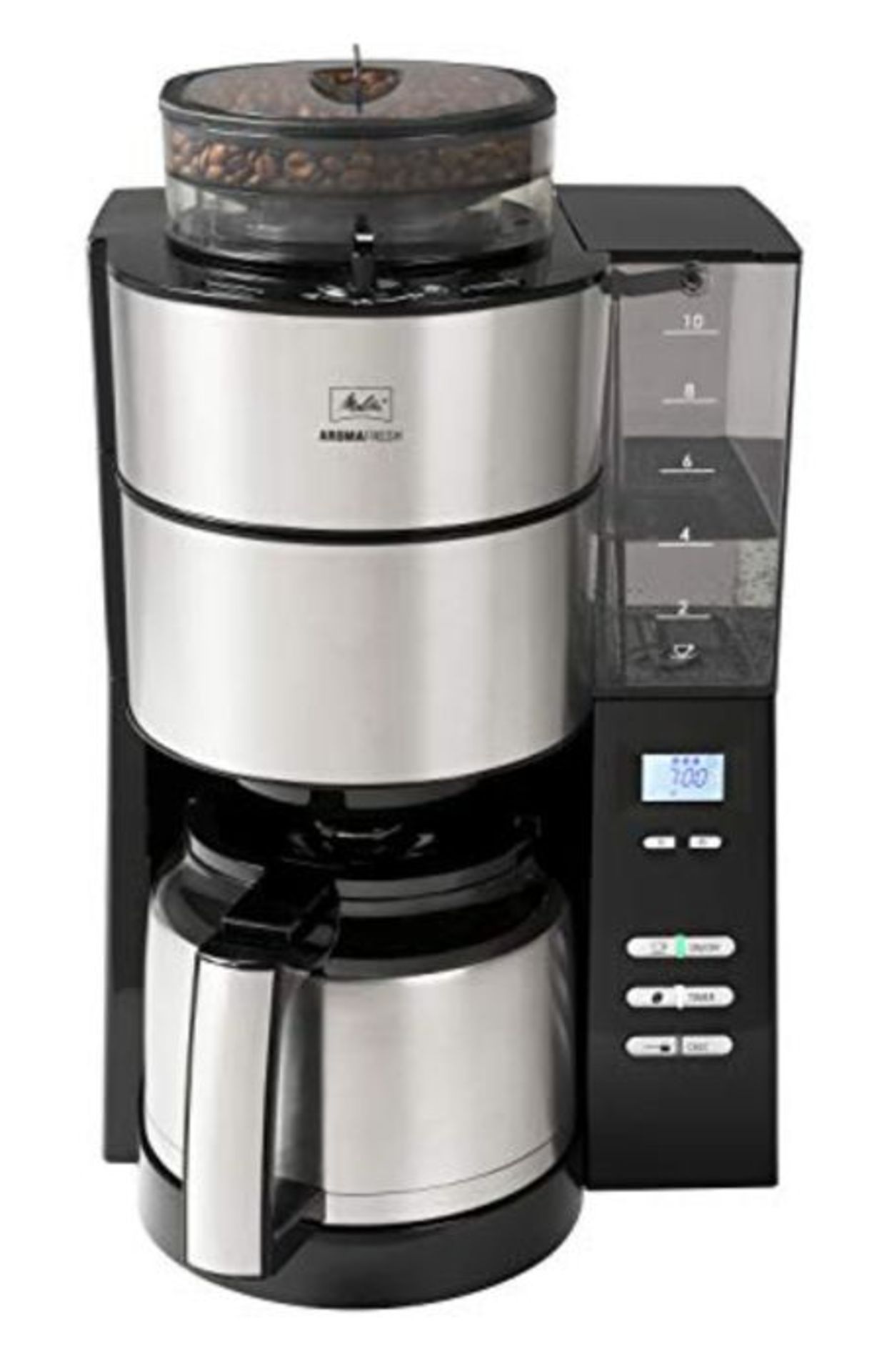 RRP £215.00 Melitta Filter Coffee Machine with Stainless Steel Jug, AROMAFRESH GRIND & BREW 1021-1