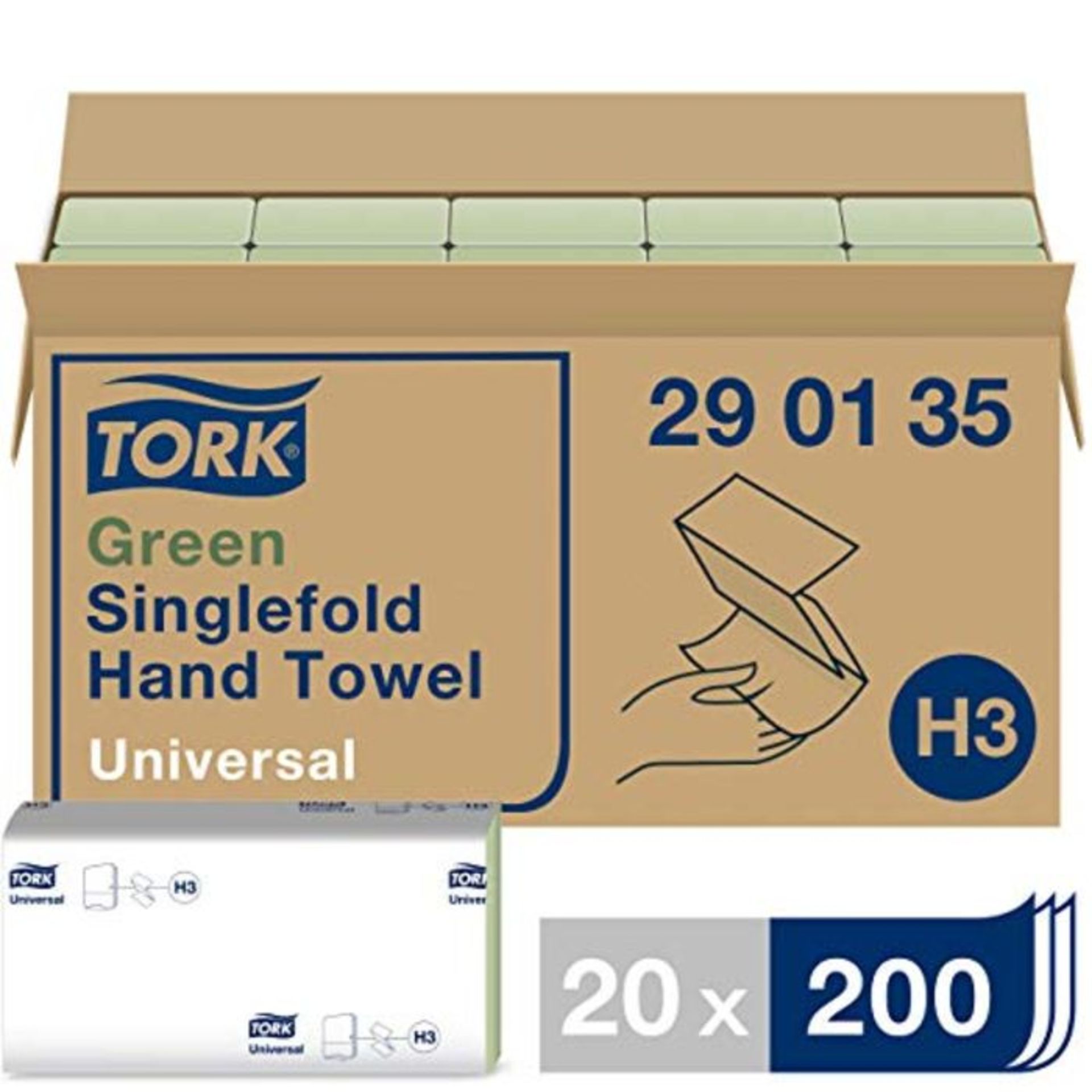 Tork Green Singlefold Hand Towels 290135 - H3 Universal Folded Paper Towels for Single