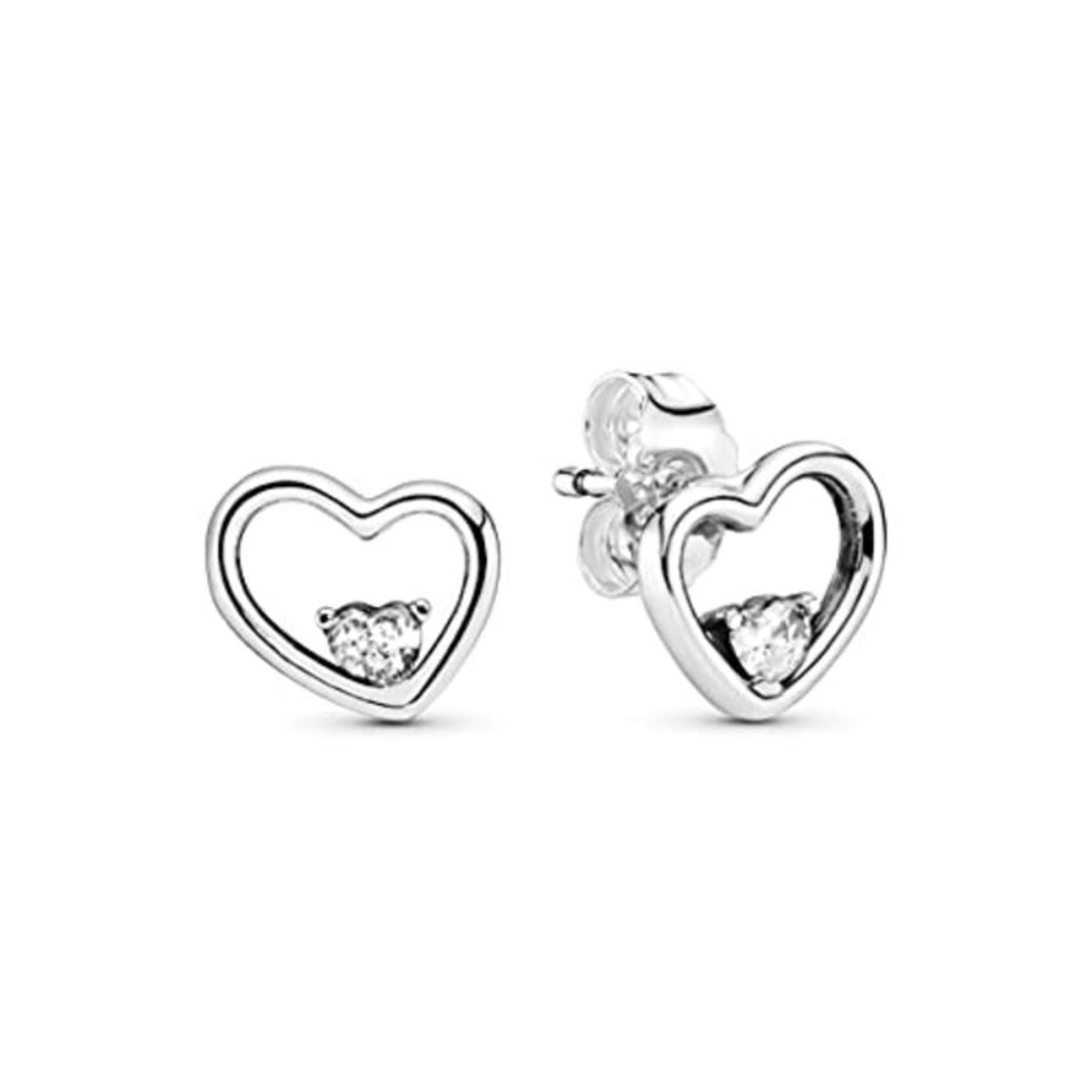 [INCOMPLETE] Pandora Moments Women's Sterling Silver Asymmetrical Heart Stud Earrings