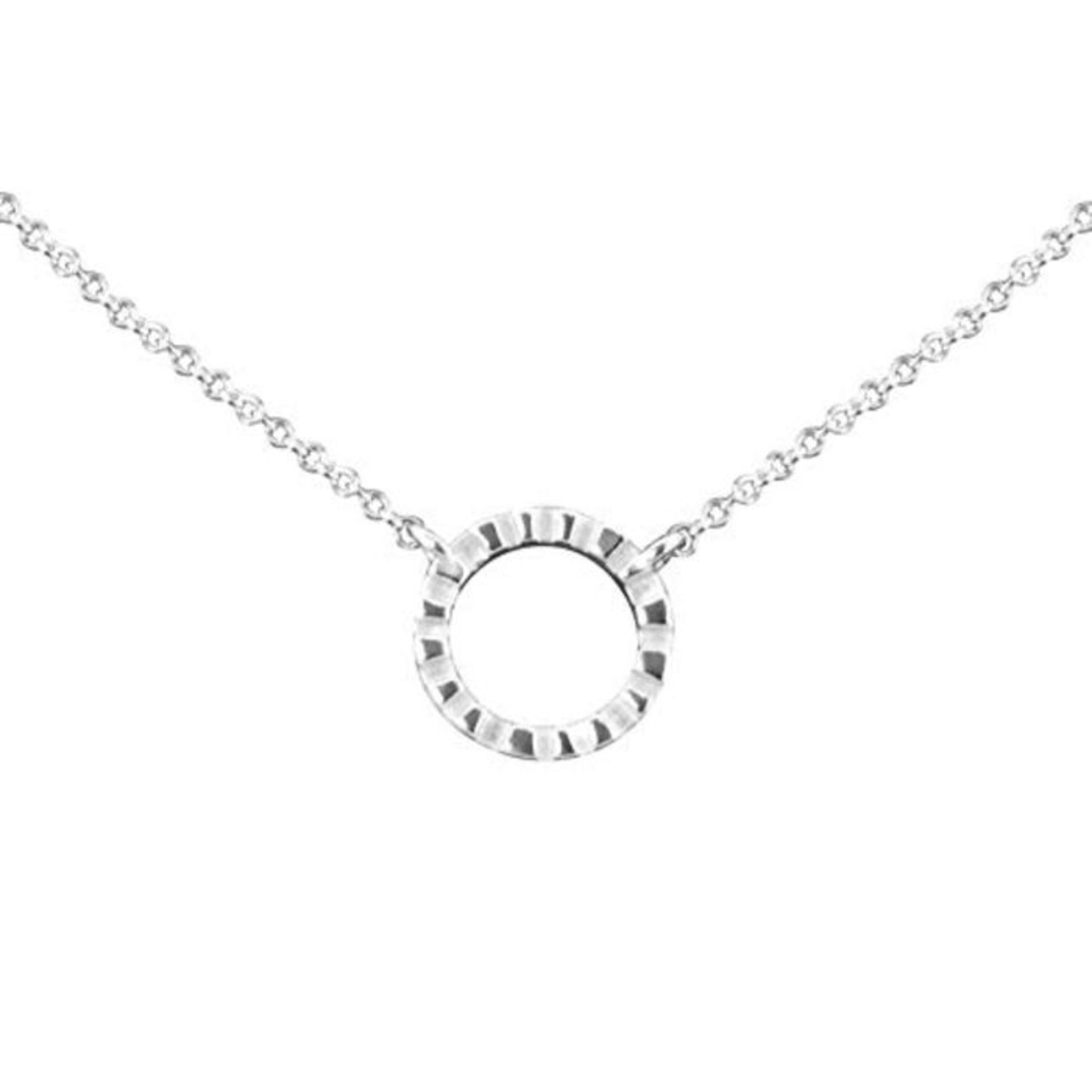 Pendant ring - white stripes with silver chain - chain and pendant made of 925 sterlin