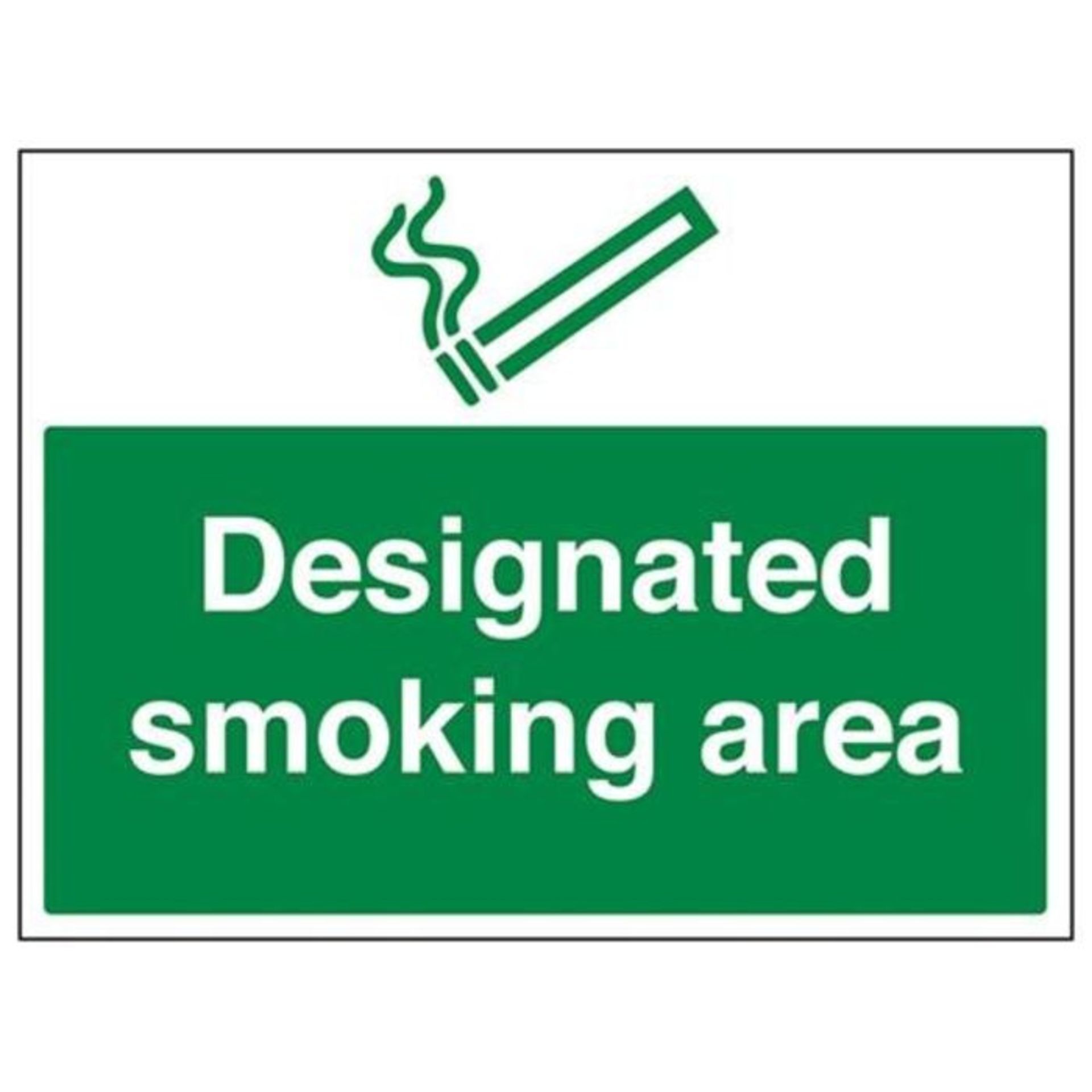 VSafety Designated Smoking Area Prohibition Sign - Landscape - 400mm x 300mm - Self Ad
