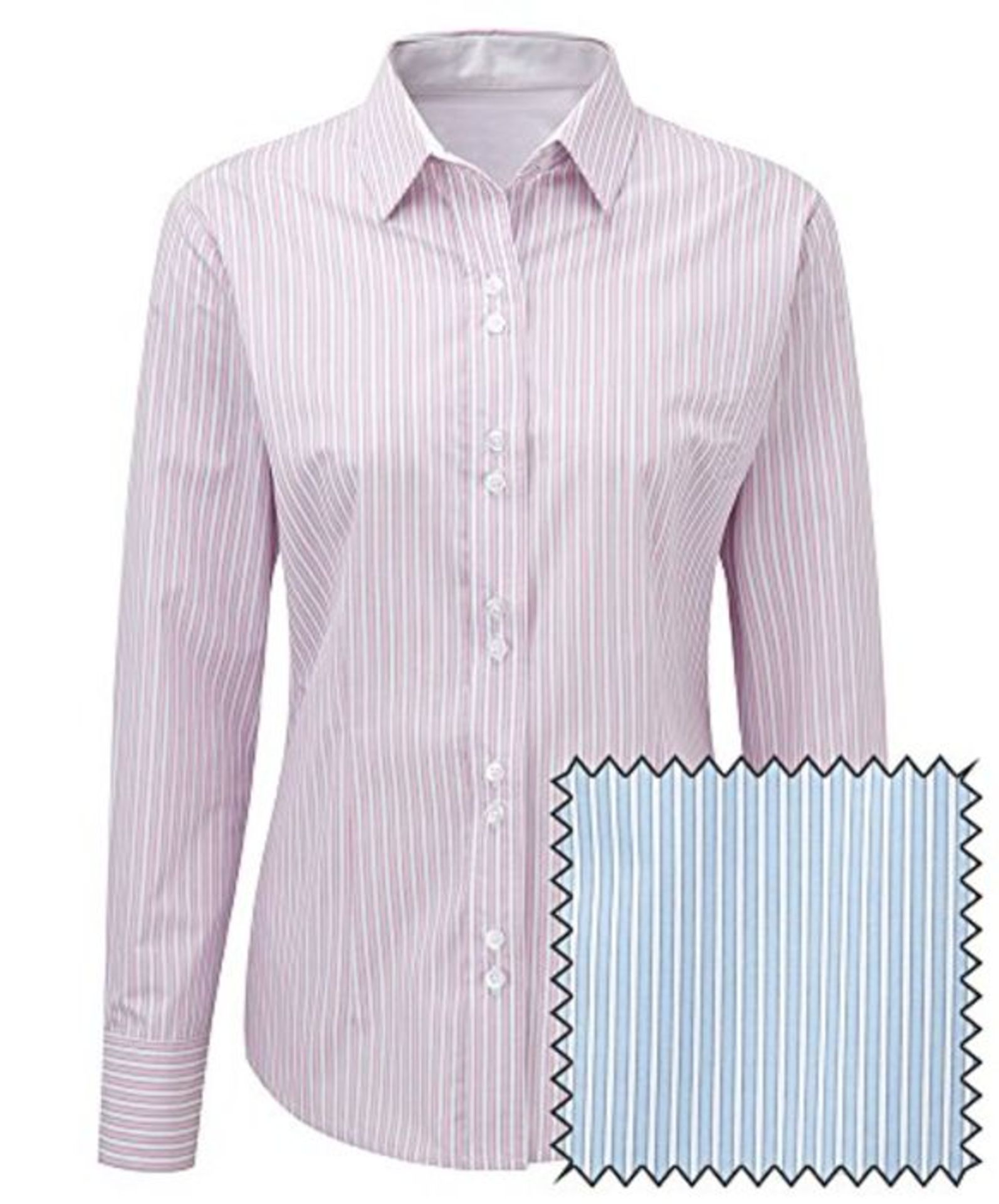Alexandra STC-NF197BW-26 Women's Long Sleeve Stripe Shirt, 65% Polyester/35% Cotton, S
