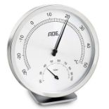 ADE WS 1813 Analogue Thermometer with Hygrometer Stainless Steel with Glass Cover Diam