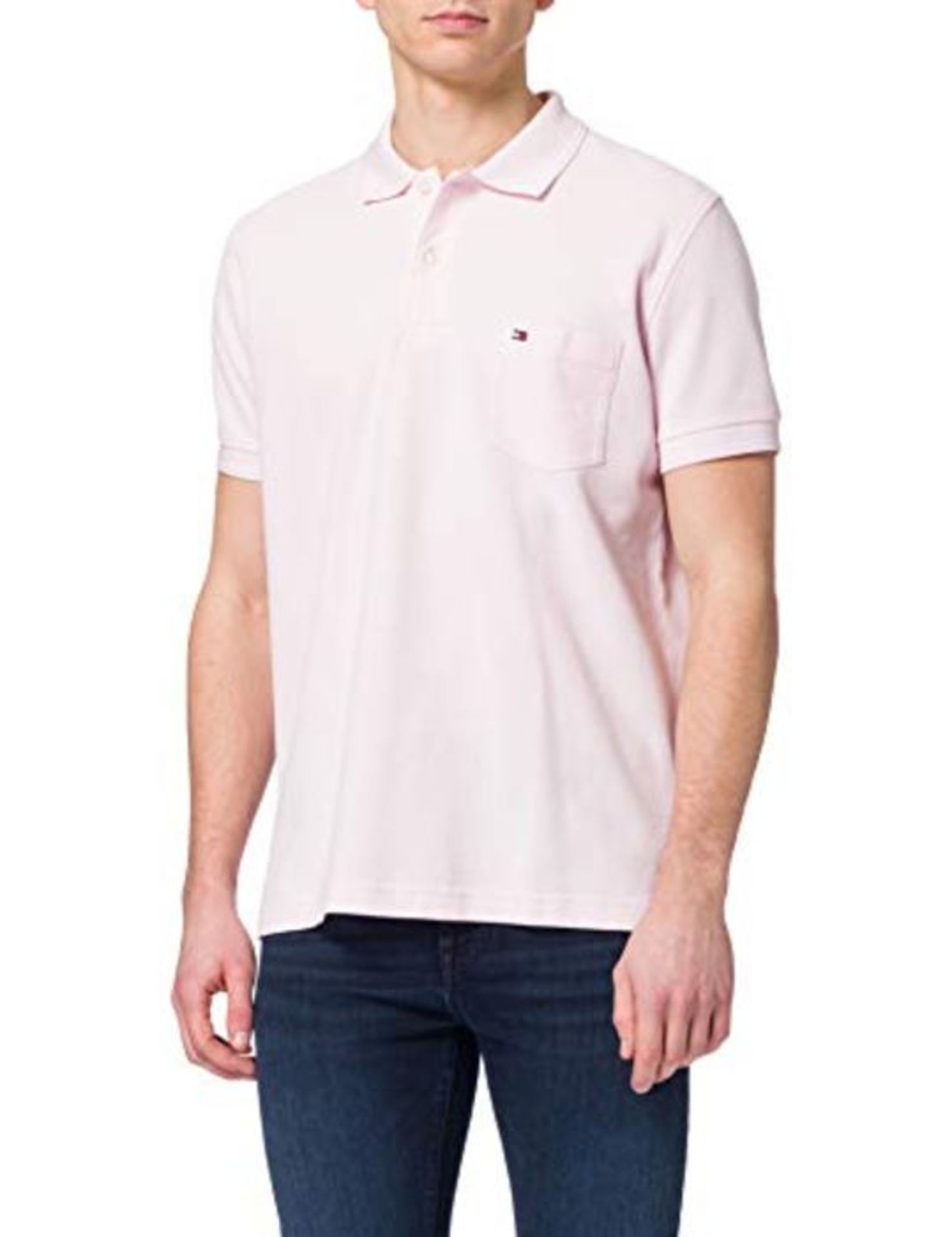 Tommy Hilfiger Men's Structured Pocket Regular Polo Shirt, Light Pink, M