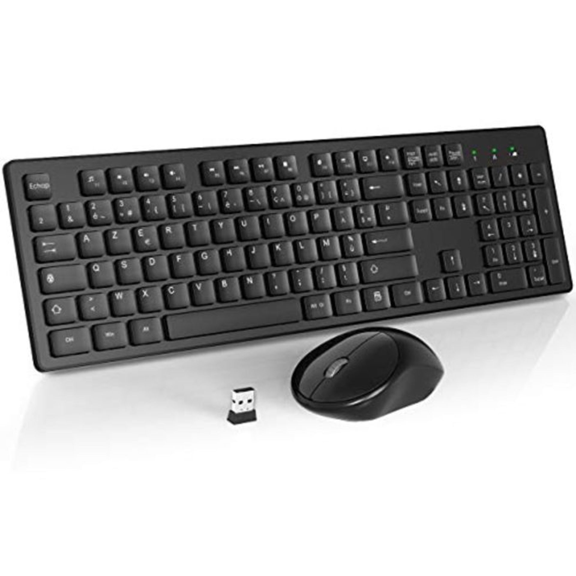 WisFox Wireless Keyboard Mouse Combined, 2.4 GHz Slim Full Size Silent Wireless Keyboa