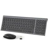 iClever GK03 2.4G Tastatur Maus Set Kabellos, Aluminium Wireless Slim Tastatur QWERTZ