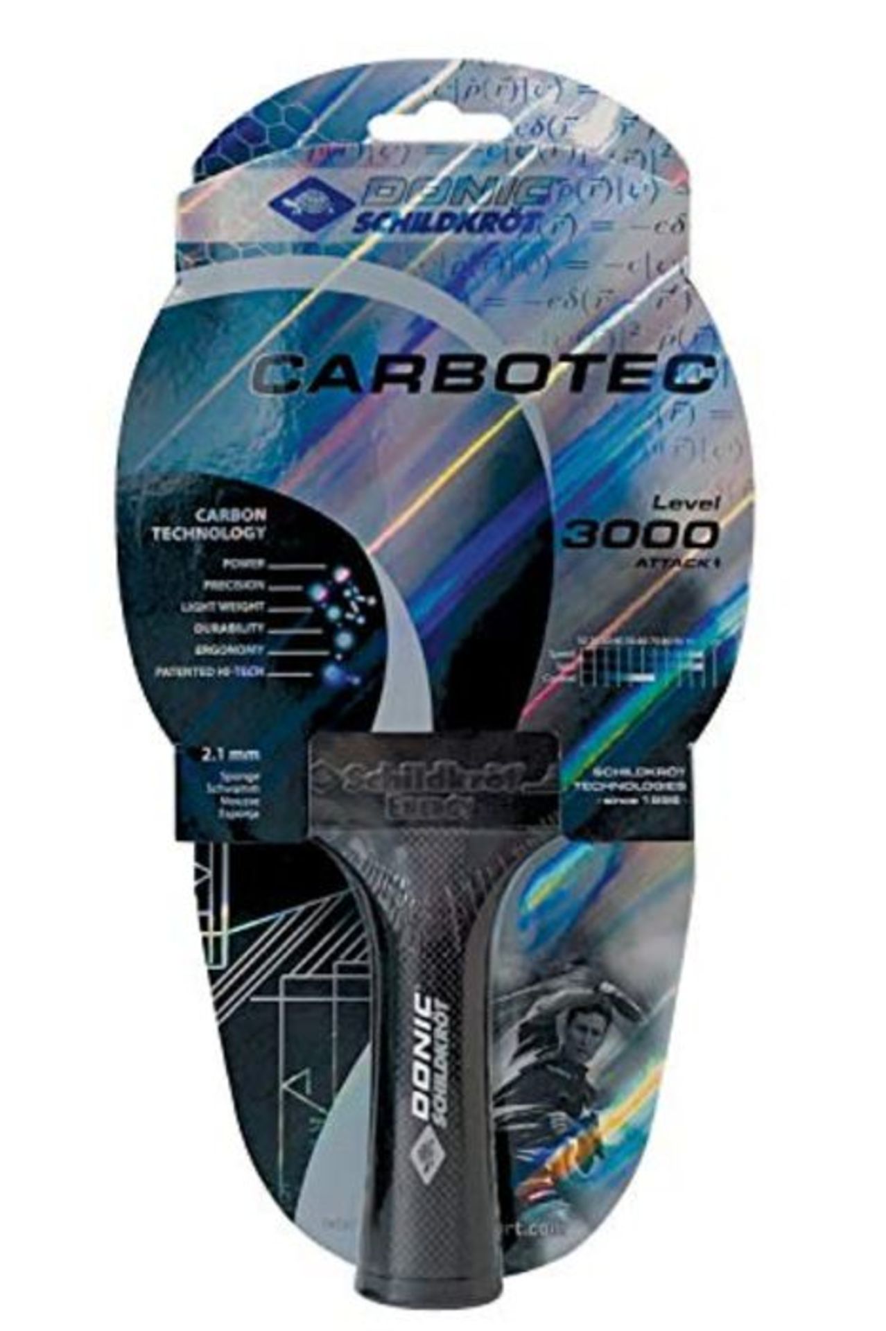 Donic-SchildkrÃ¶t TischtennisschlÃ¤ger CarboTec 3000, 50% Carbon, 2,1 mm Schwamm,