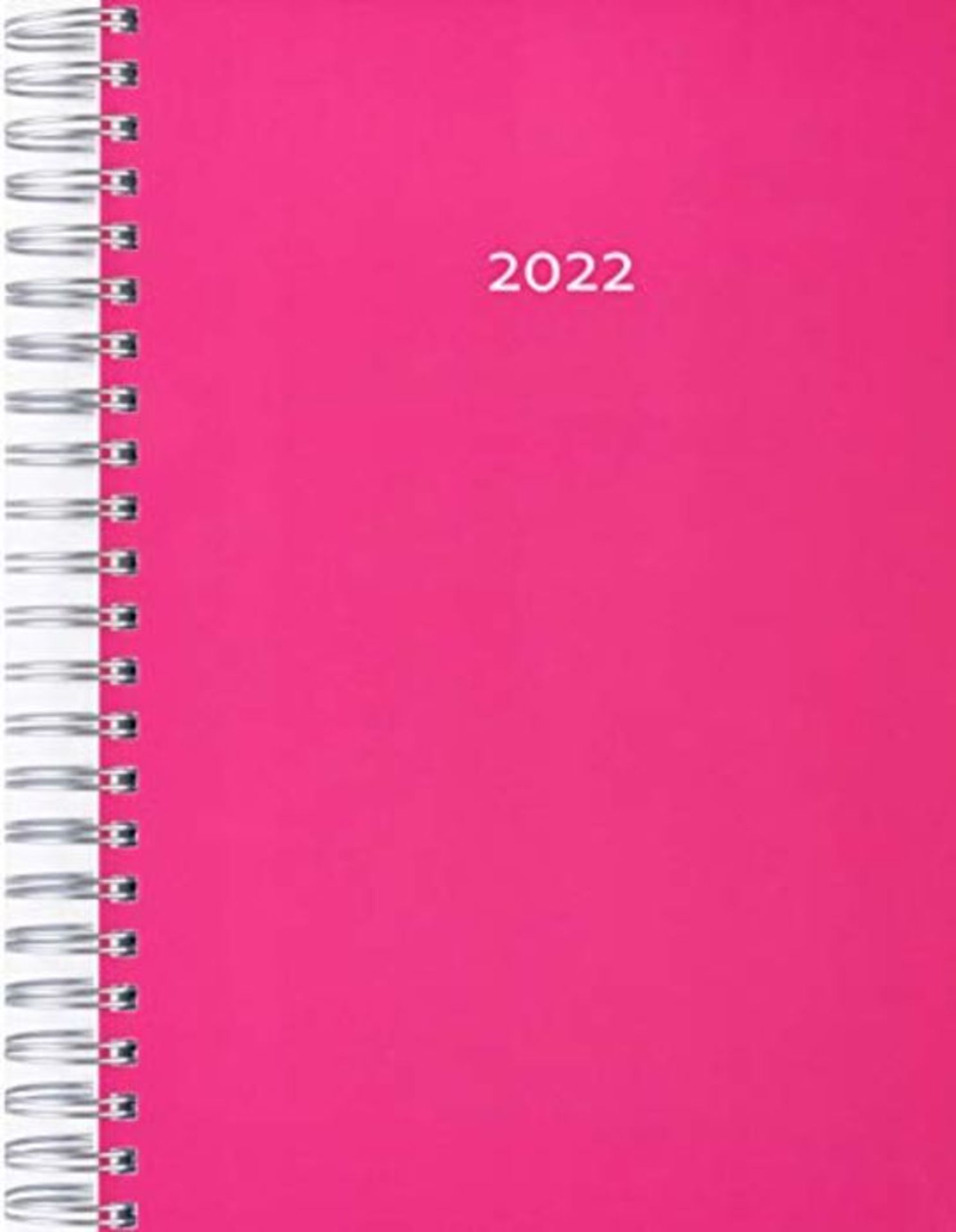 2022 Thick Calendar - Raspberry - Spiral Bound - Full A4 Page Per Day - Daily Calendar