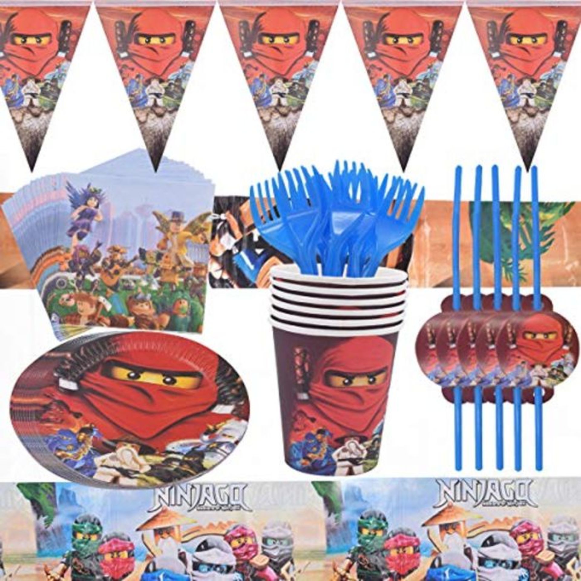 WENTS Birthday Party Set 62-Piece Ninja Birthday Party Supplies Plate Mug Napkins Birt