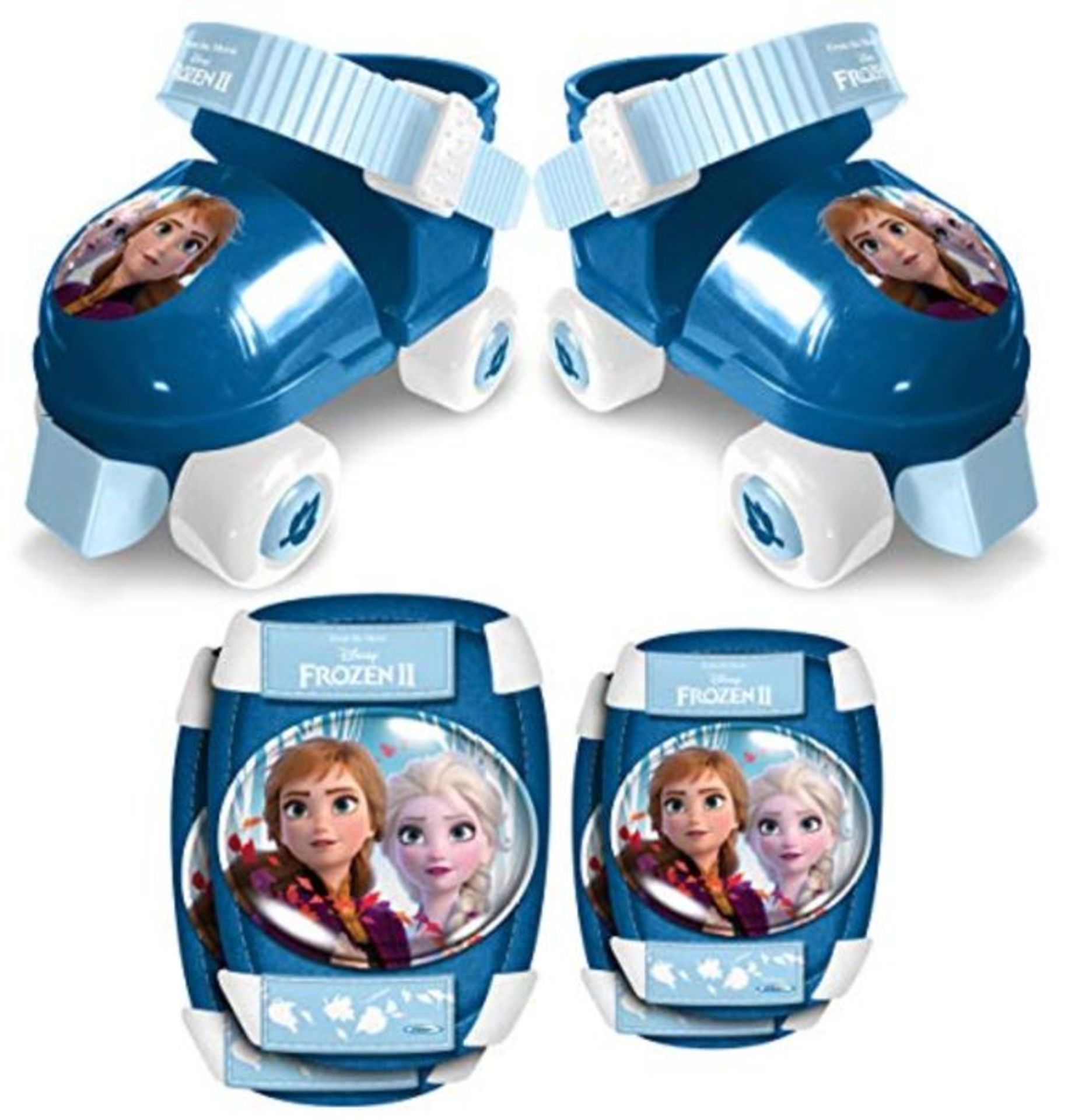 Stamp - RN244035 - Set of Roller Skates + Knee Pads - Disney Anna Elsa - Blue and Whit