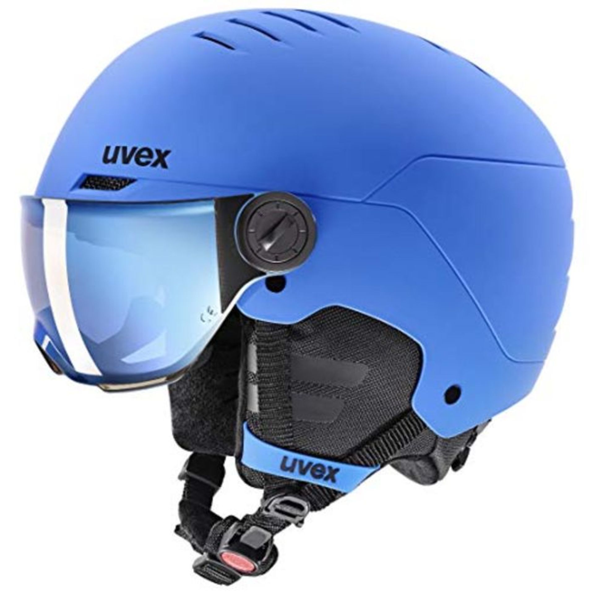 RRP £87.00 Uvex Unisex-Youth Rocket jr Visor ski Helmet, Blue mat, 51-55 cm