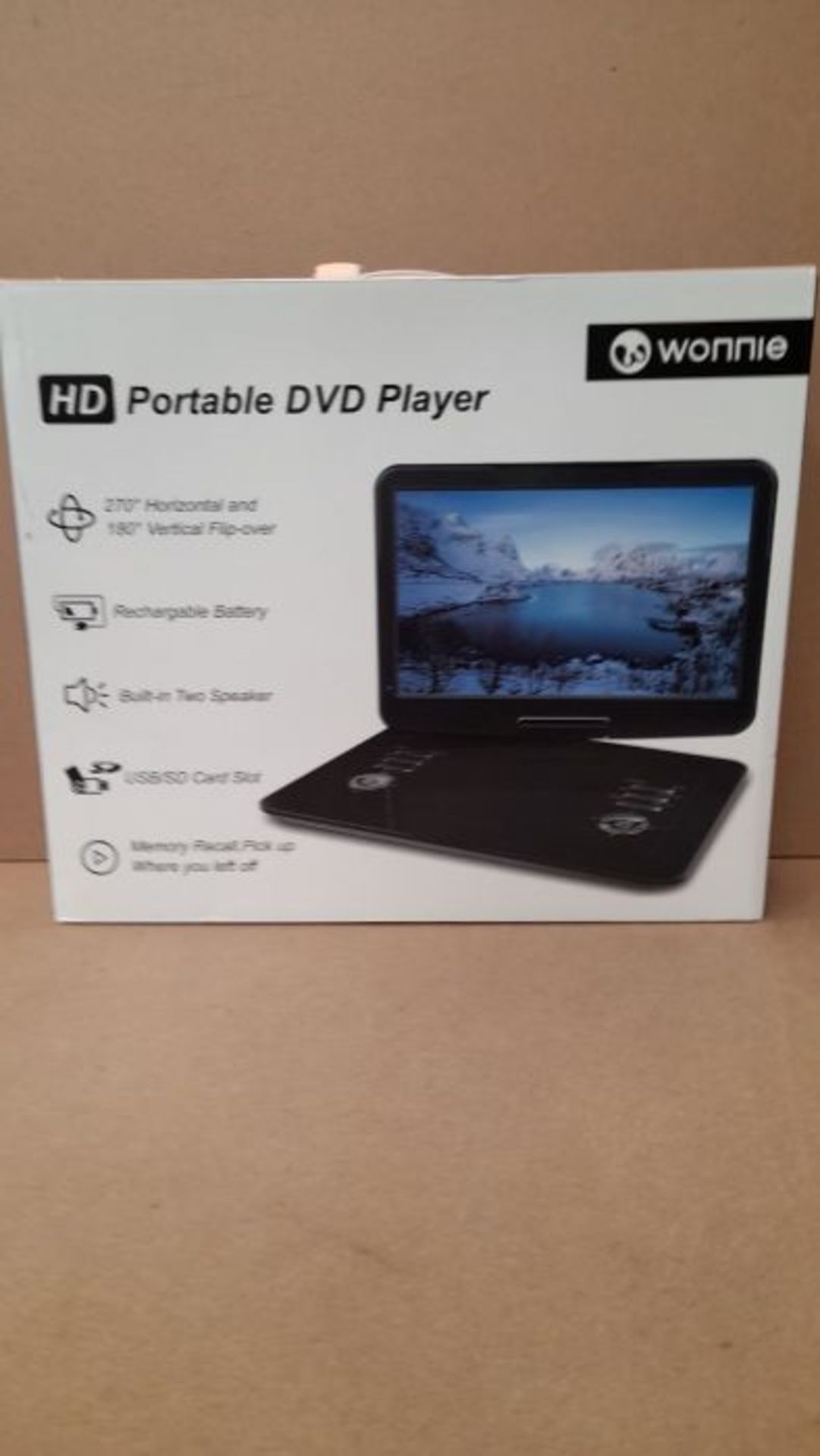 RRP £93.00 WONNIE 15.5 inch Portable DVD Player with 270 Swivel Screen, Built-in 6 hours Recharge - Image 2 of 2