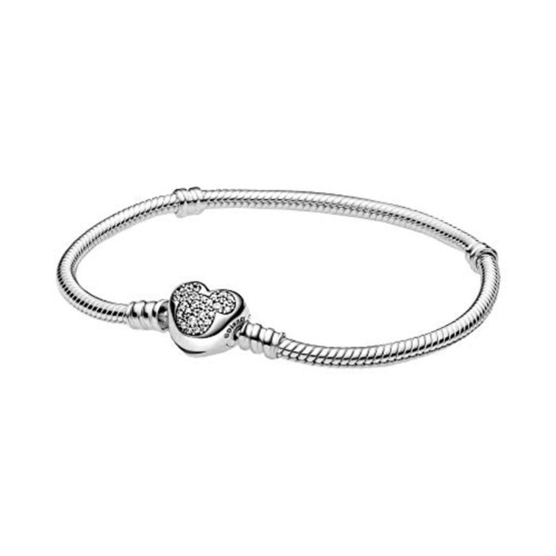 RRP £89.00 [CRACKED] Pandora Moments Disney Micky Maus Schlangen-Gliederarmband mit Herzverschlus