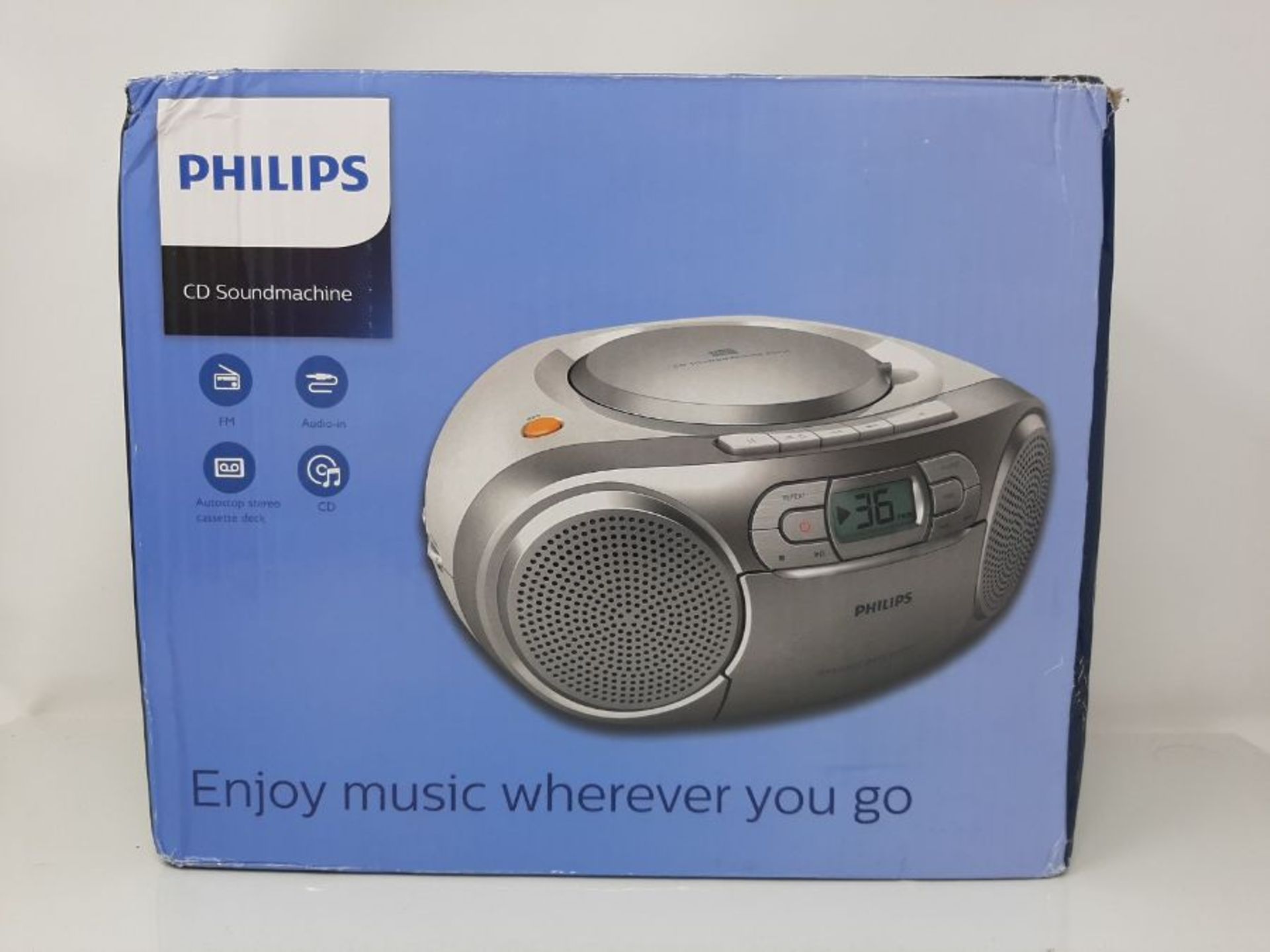Philips AZ127/12 CD-Soundmaschine mit Dynamic Bass Boost (Autostop-Kassettendeck, UKW- - Image 2 of 3