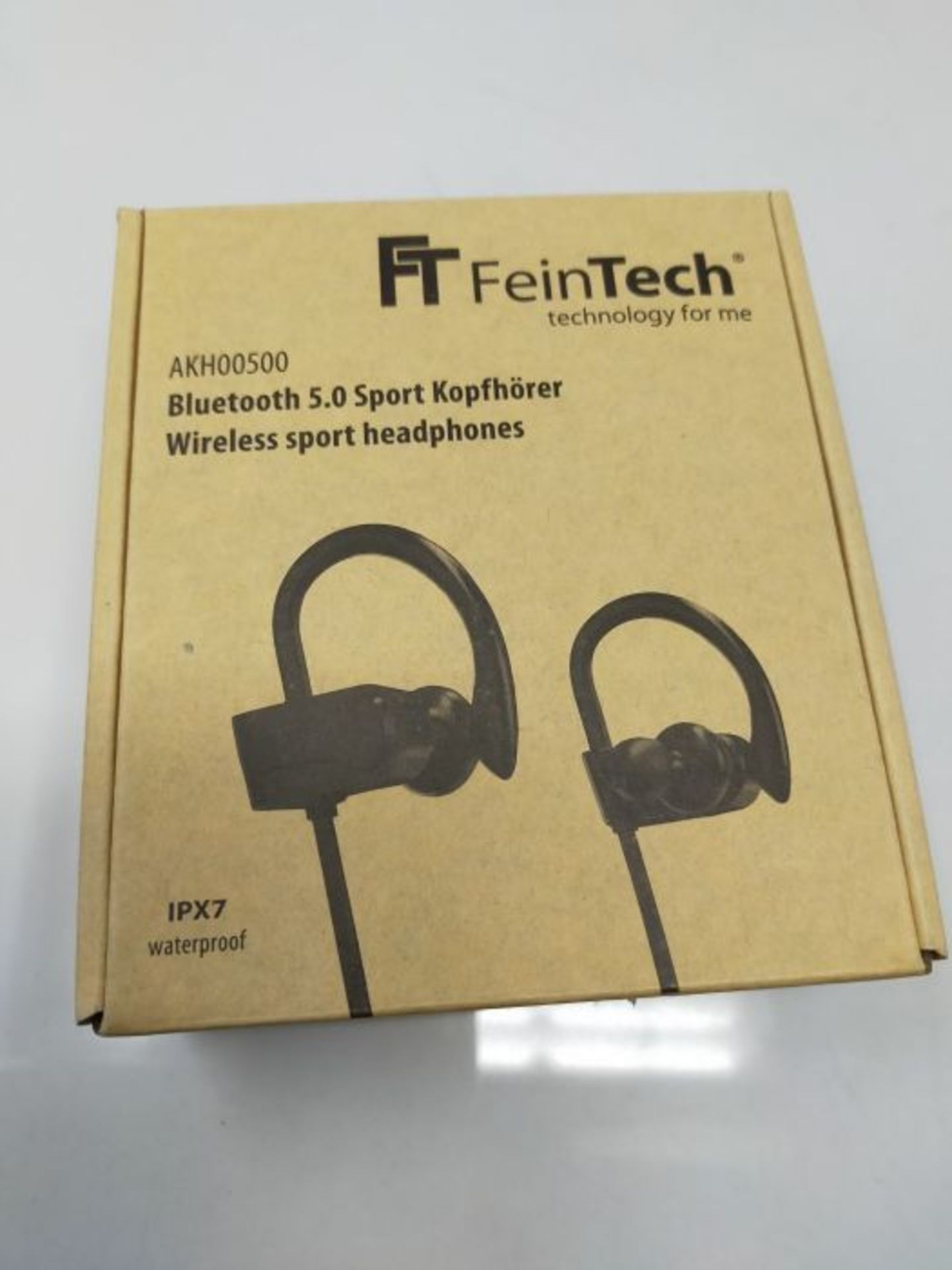 FeinTech AKH 5-00 Bluetooth 5.0 Sport Headphones Earbuds Microphone AAC IPX7 Black - Image 2 of 3