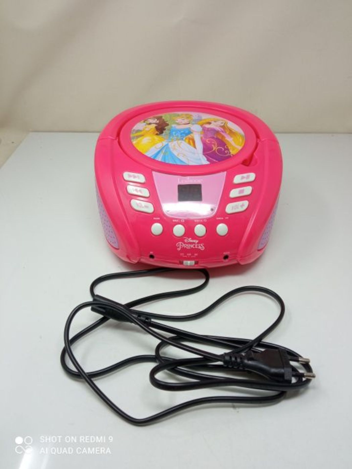 Lexibook Disney Princess CD player, aux-in jack, AC or battery-operated, Pink/White, R - Image 3 of 3