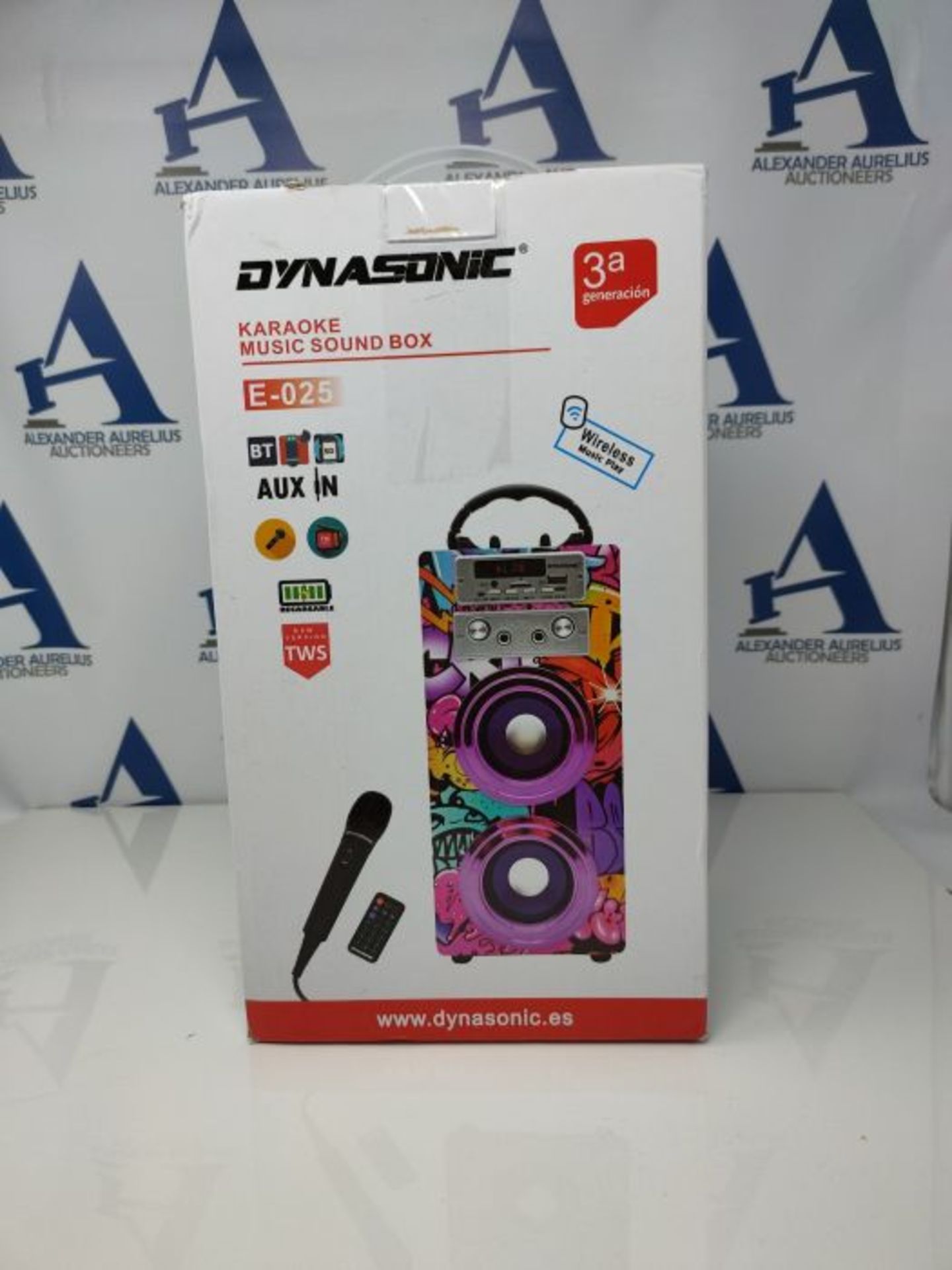 DYNASONIC - (3rd Gen) Portable Bluetooth Speaker with Karaoke Mode and Microphone, FM - Image 2 of 3