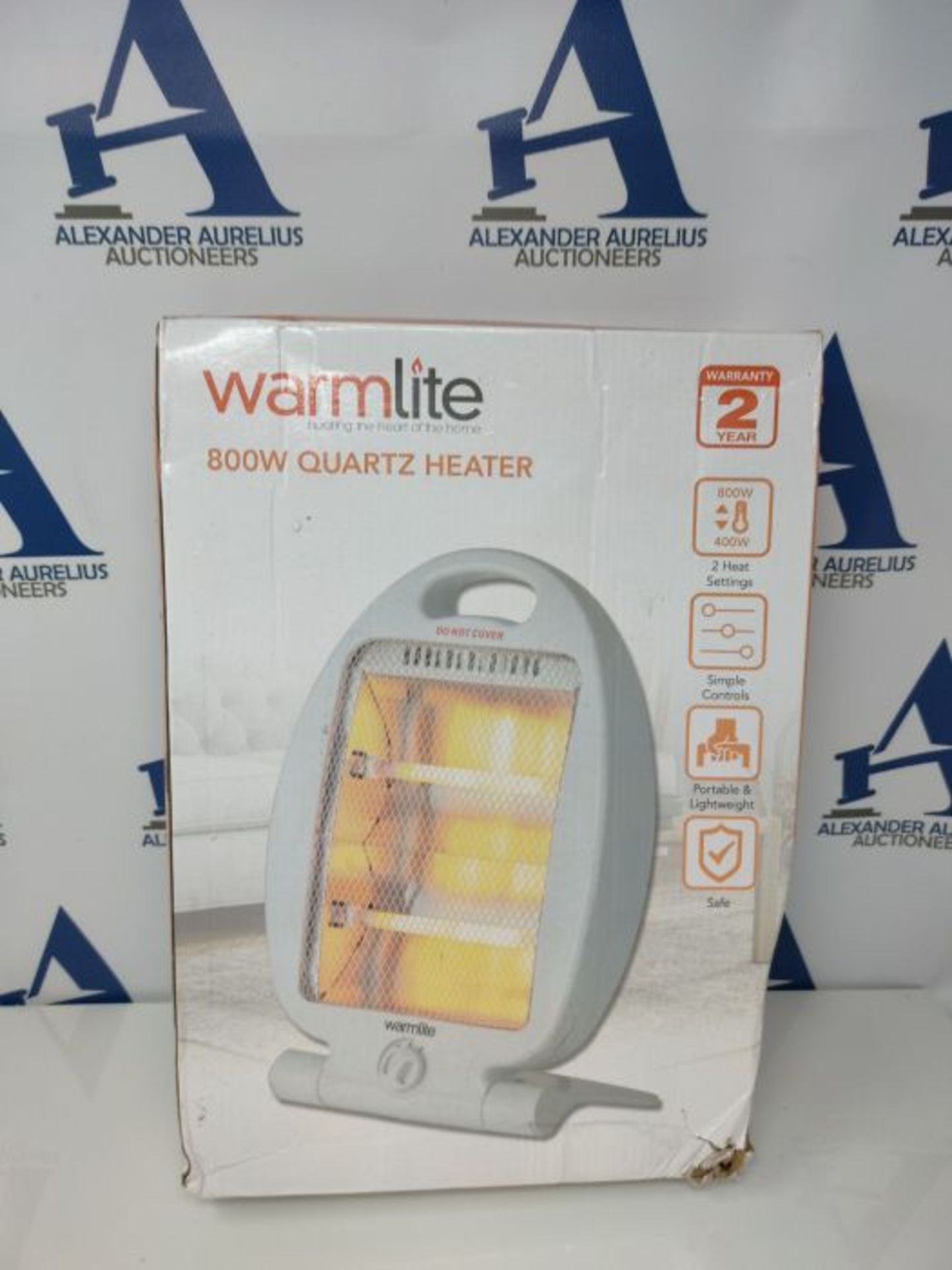 Warmlite WL42006 Folding Quartz Heater, 2 Heat Settings, Carry Handle, 400-800 W, Whit