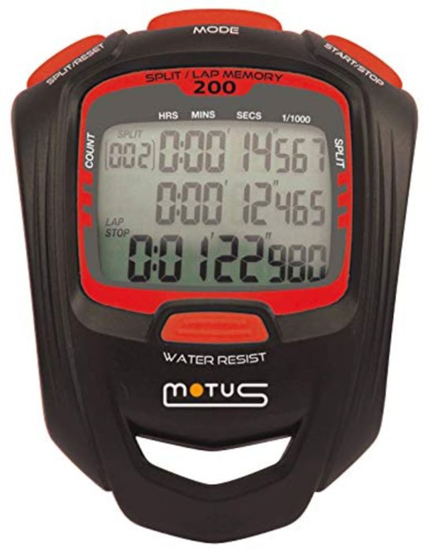Cronometro sportivo con 200 intervalli, intervallo training e definizione a 1/1000 di