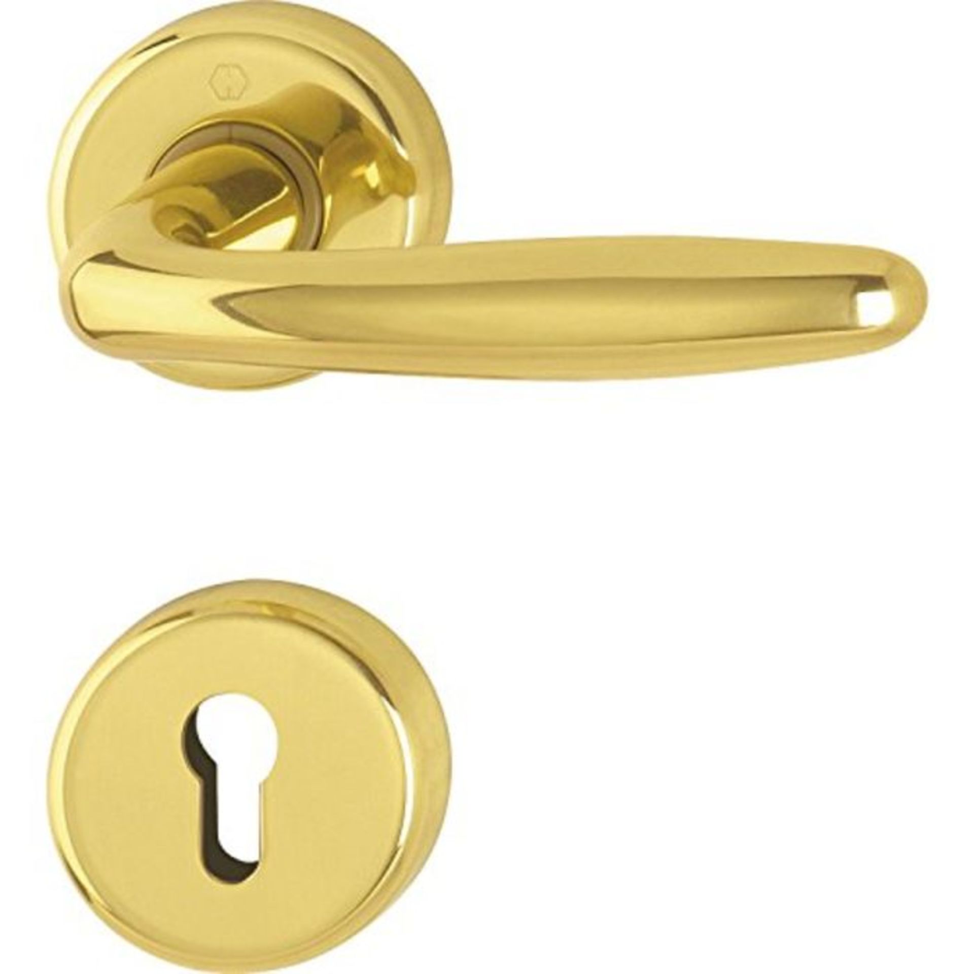 Hoppe Roissy Door Handle Set with Rosette PZ Polished Brass Double Cylinder Lock 30667