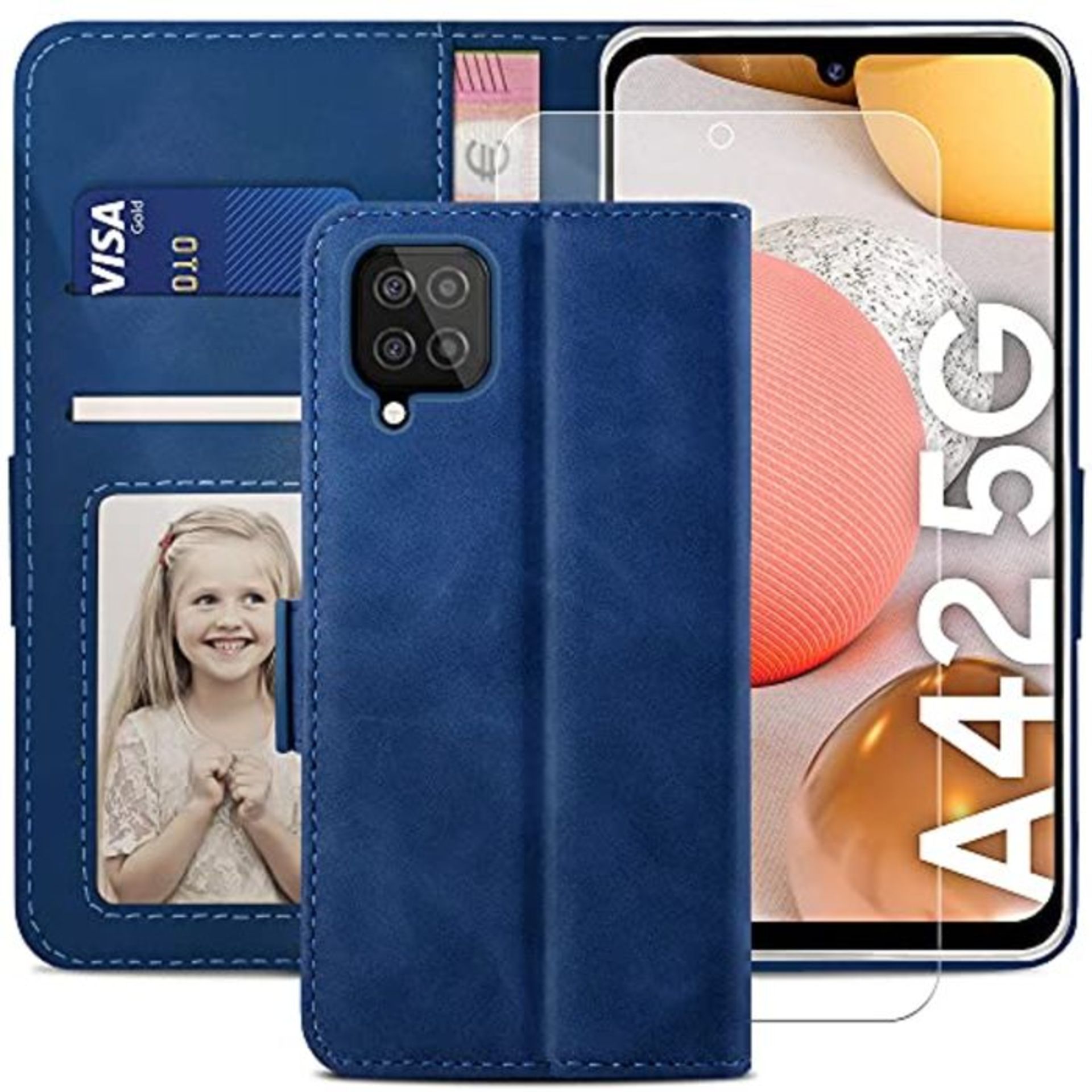 YATWIN Samsung Galaxy A42 Case, Samsung A42 Flip Wallet Leather Case with Tempered Gla