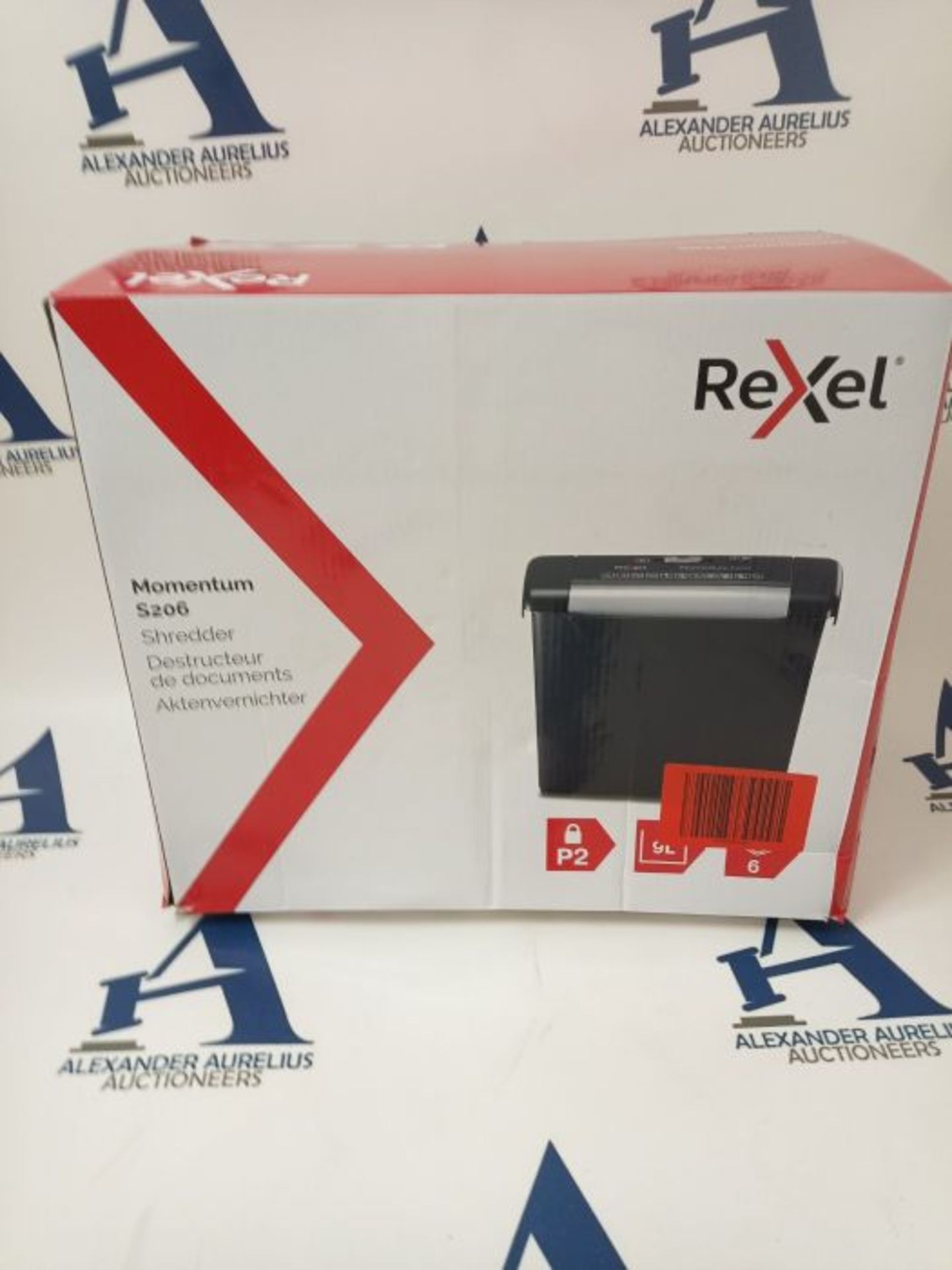 Rexel Momentum S206 Strip Cut Paper Shredder, Shreds 6 Sheets, 9 Litre Bin, Black, 210 - Image 2 of 3