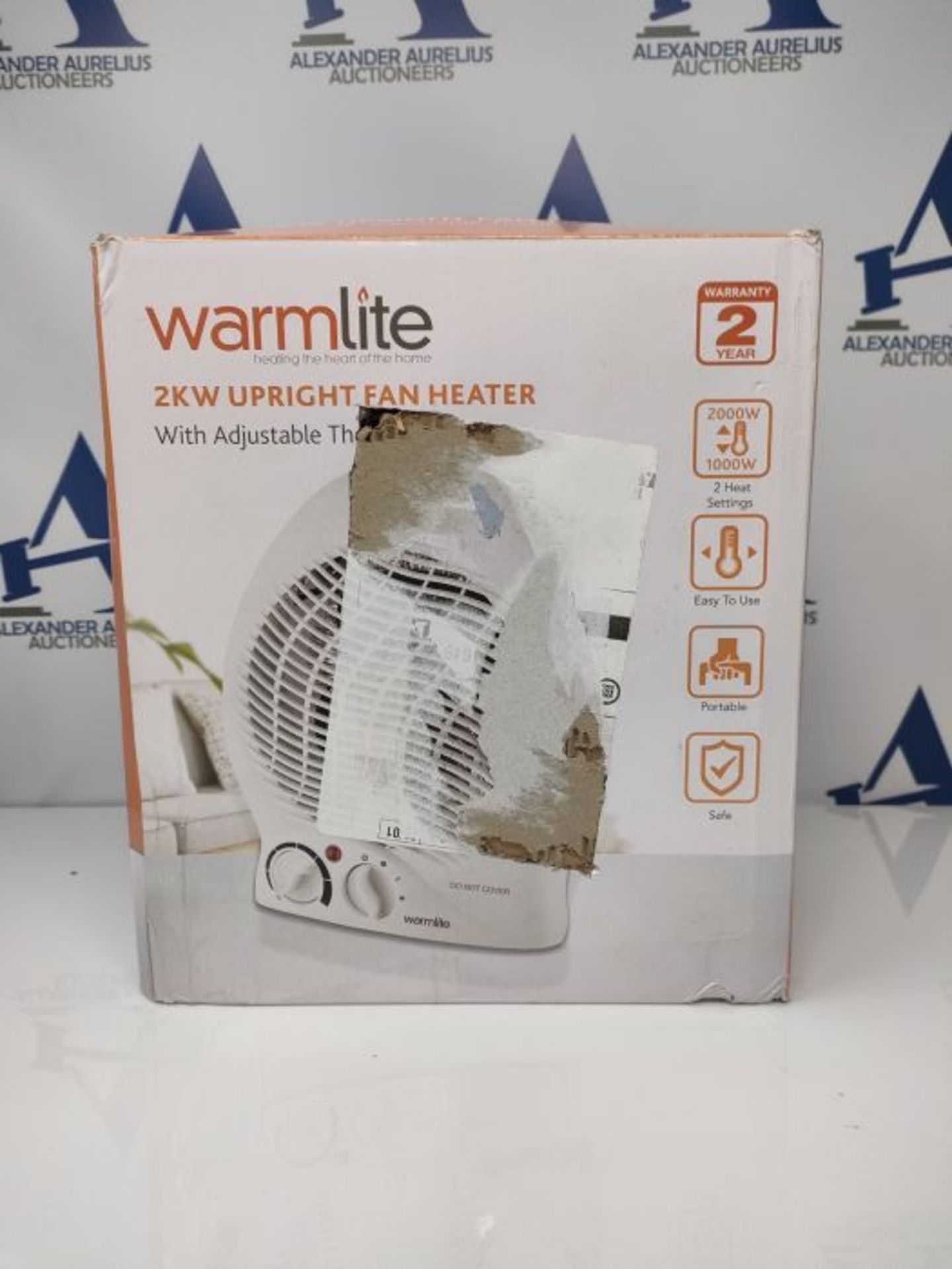 Warmlite WL44002 Thermo Fan Heater with 2 Heat Settings and Overheat Protection, 2000W - Image 2 of 3