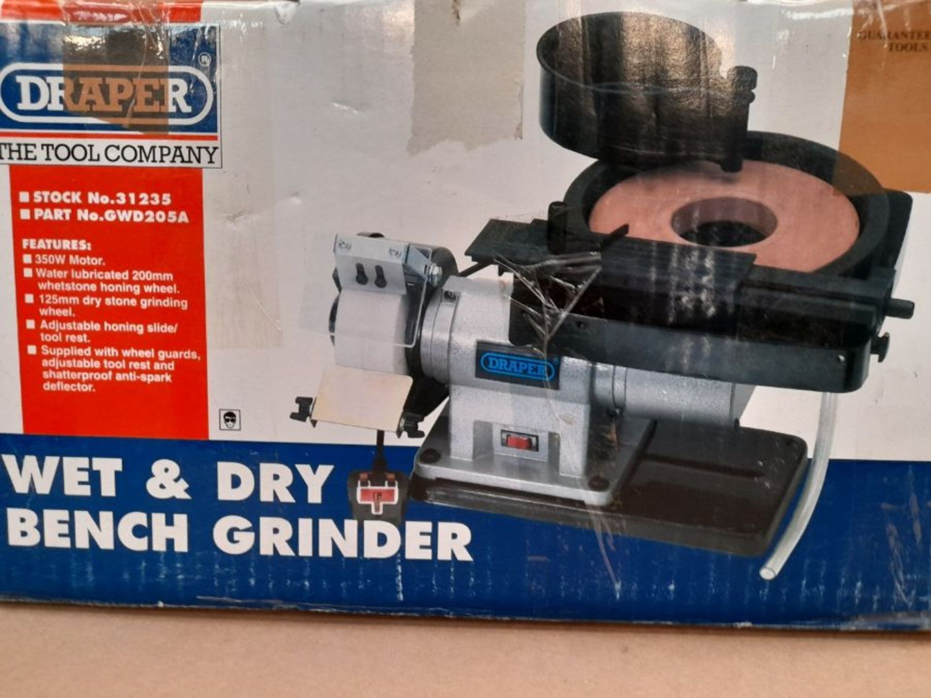 RRP £162.00 Draper 31235 Wet and Dry Bench Grinder, 230V