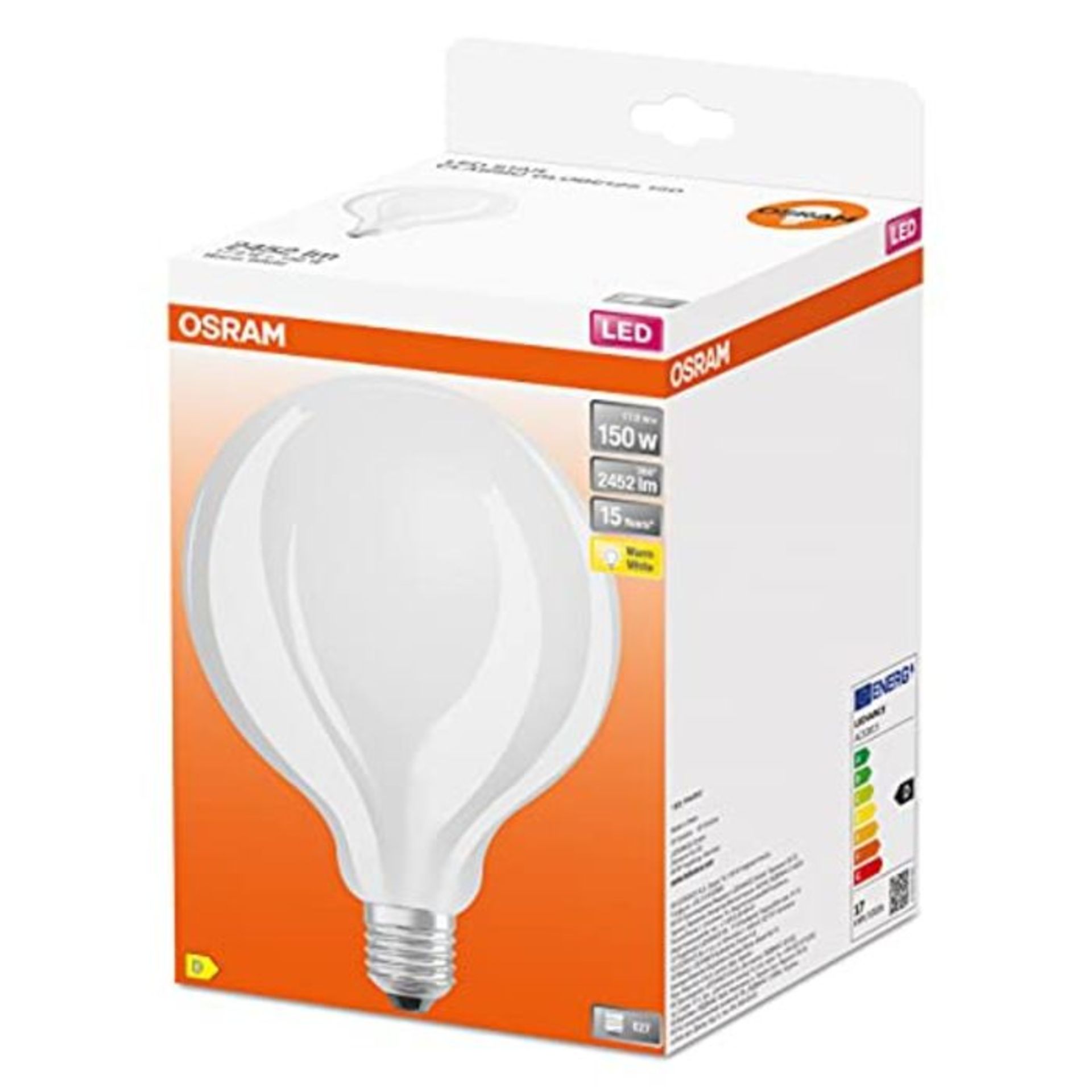 OSRAM LED Star GLOBE125, matte filament LED lamp in globe shape with 125mm diameter, E