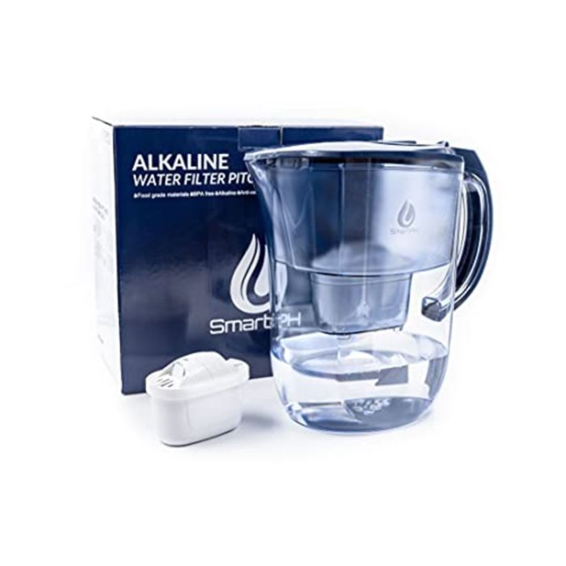 SmartPH Alkaline Water Purifier Filter Jug - 3.8L, Midnight Blue, BPA Free, Includes 2