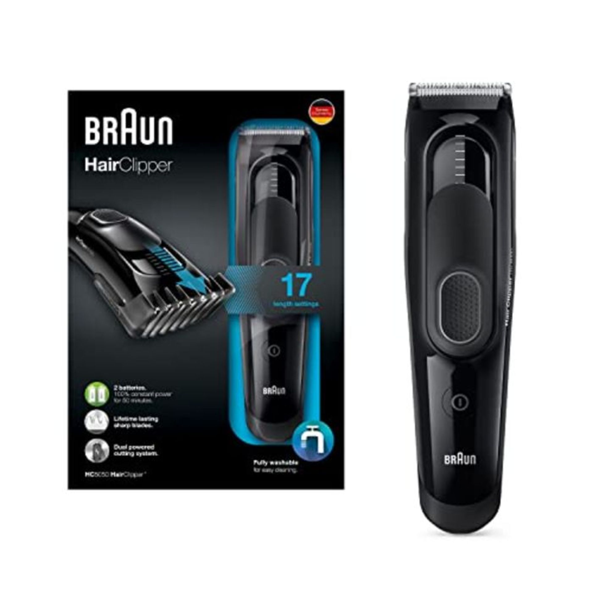 Braun HC5050 Hair Clipper Razor Electric Beard, with 17 Length Settings