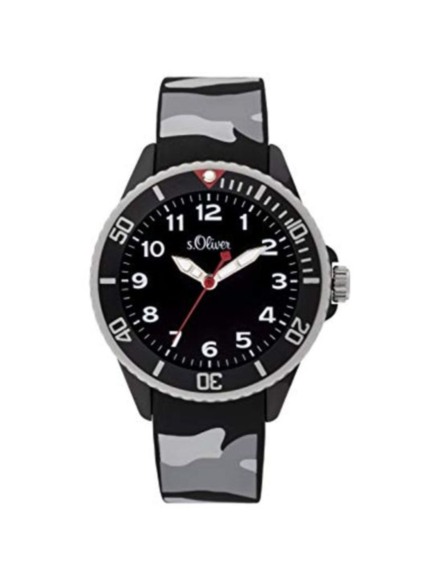 s.Oliver Jungen Analog Quarz Uhr mit Silikon Armband SO-3920-PQ