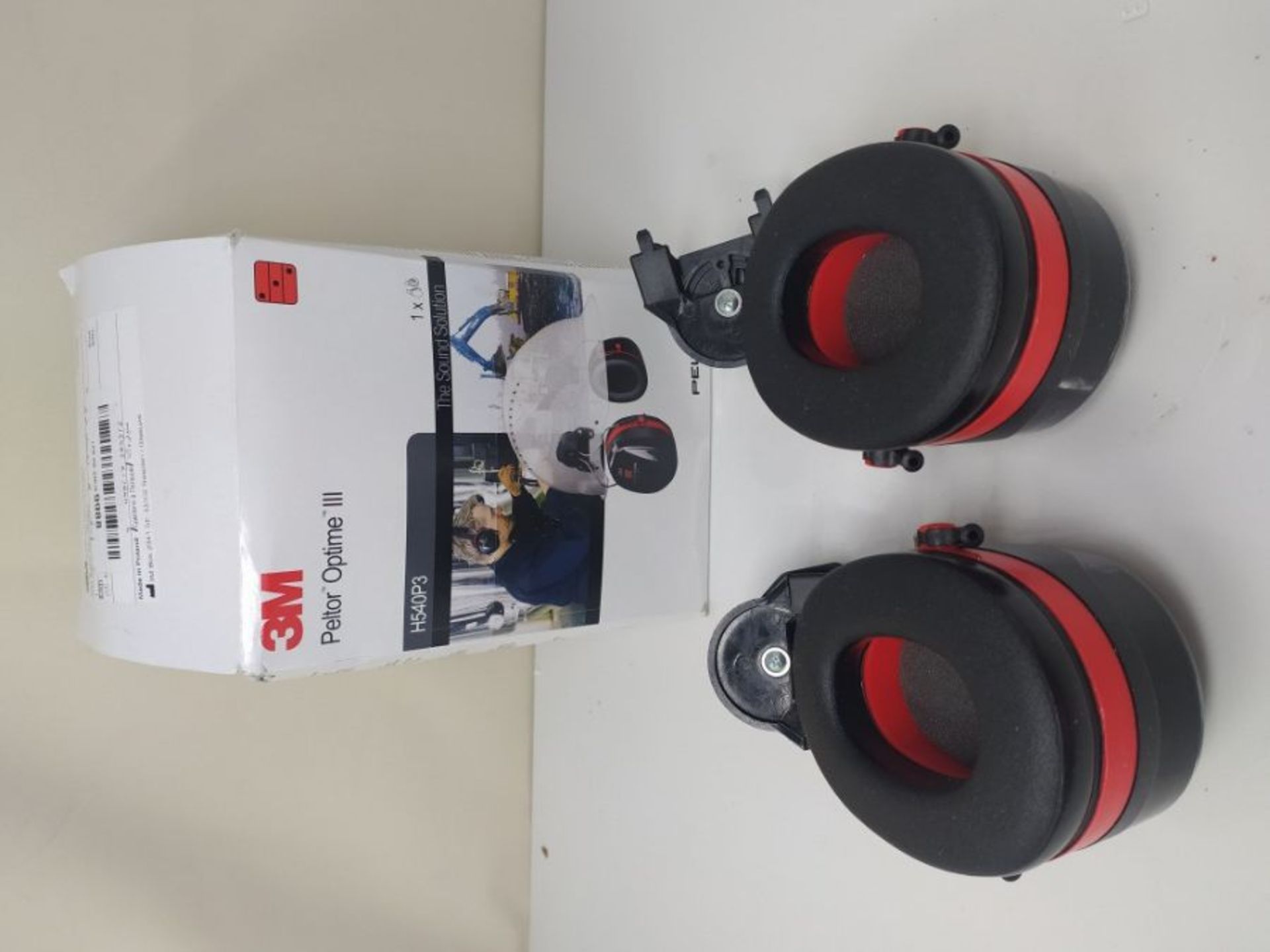 3M PELTOR Optime III Earmuffs, 34 dB, Black/Red, Helmet Mounted, H540P3EA-413-SV - Image 2 of 2