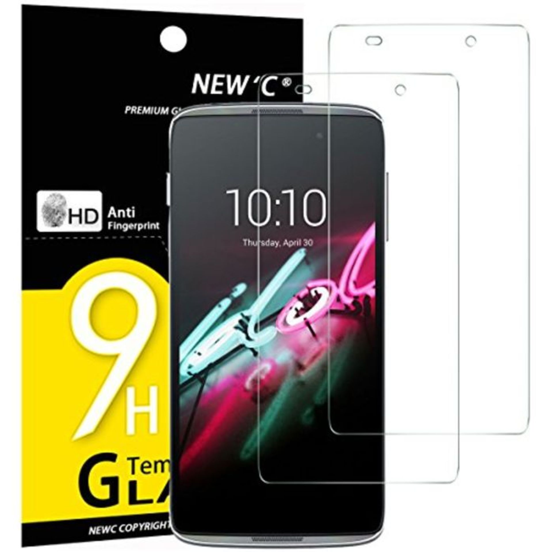 NEW'C Pack of 2, Glass Screen Protector for Alcatel One Touch Idol 3 (4.7), Anti-Scrat