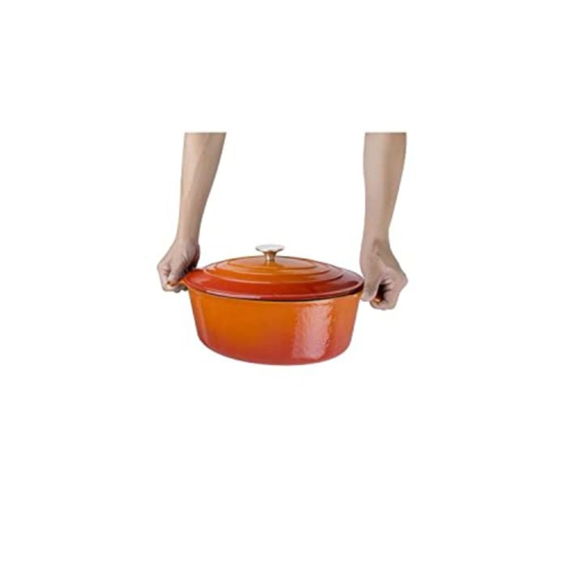 RRP £60.00 [CRACKED] Vogue GH312 Oval Orange Casserole Dish Large 125X230X305mm 6Ltr Cocotte Creu