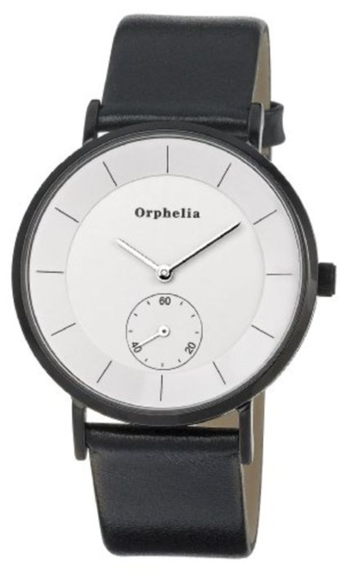 Orphelia Women's Quartz Watch with White Dial and Black Leather Strap