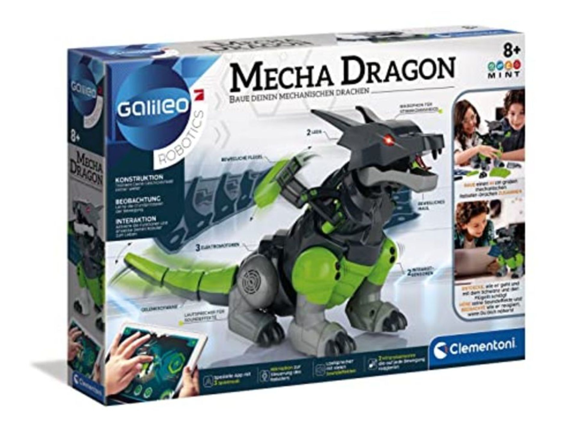 Clementoni 59215 Galileo Robotics  Mecha Dragon, Drachen-Roboter Modellbausatz, 3 M