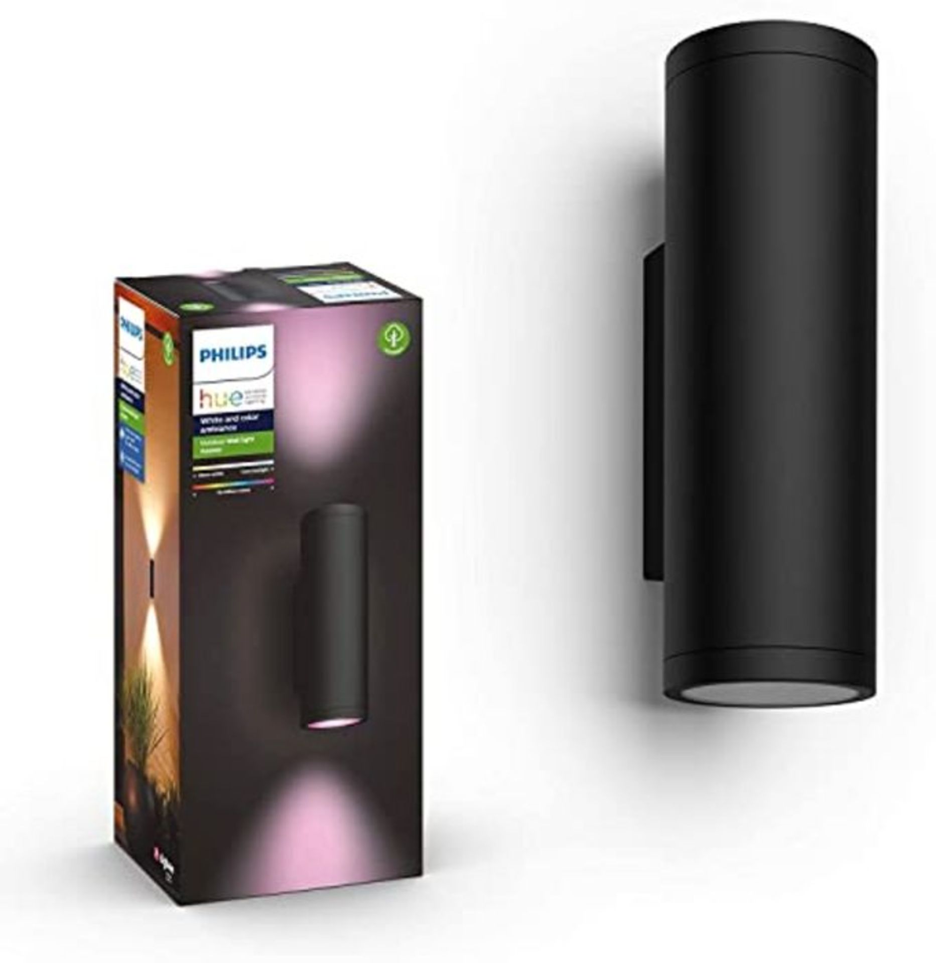 RRP £132.00 Philips Hue Appear White and Color Ambiance Smart Wall Light LED  [Black 8W - equival