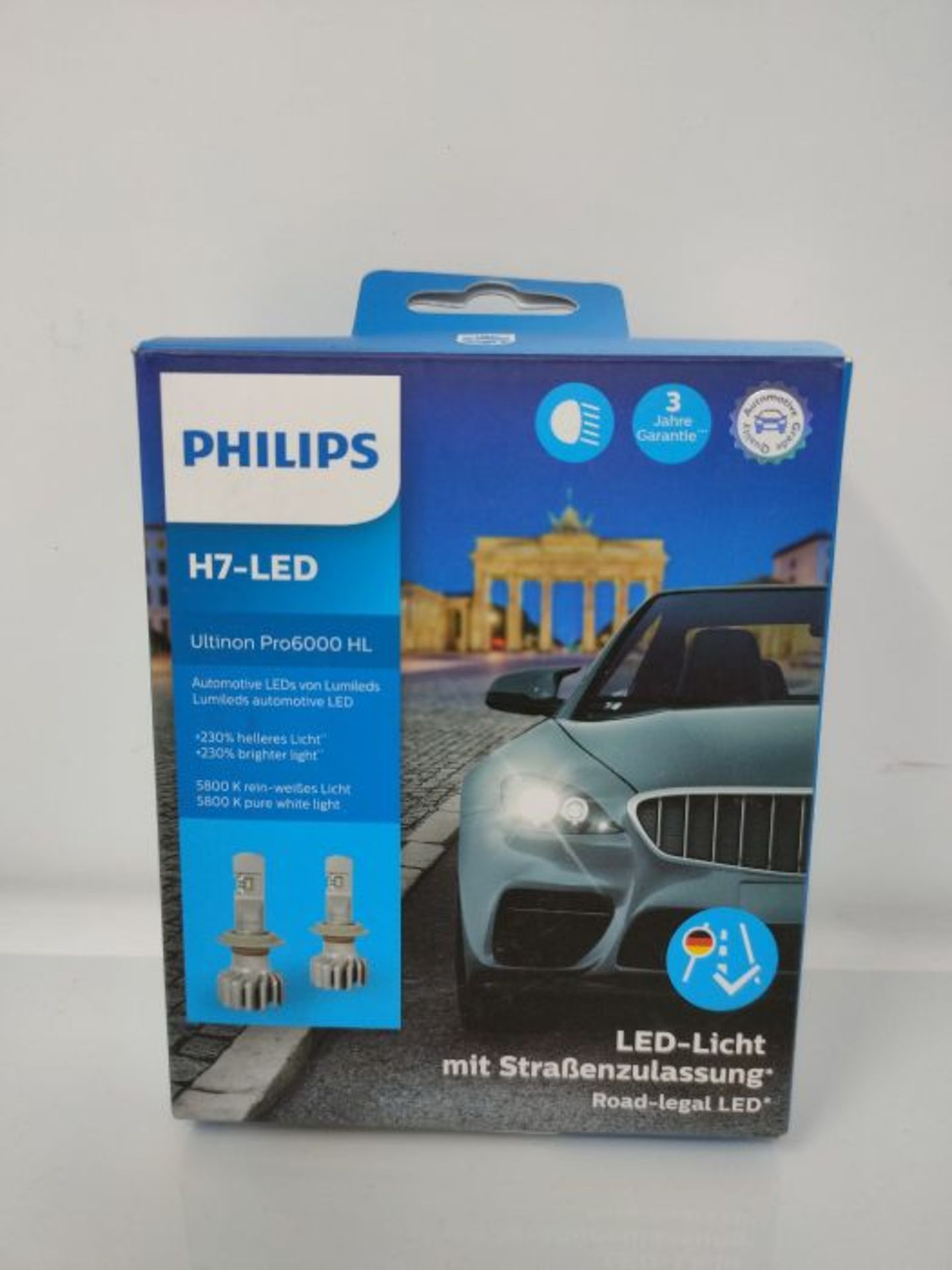 RRP £110.00 Philips Ultinon Pro6000 H7-LED Scheinwerferlampe mit Straßenzulassung, +230% helleres - Image 2 of 3