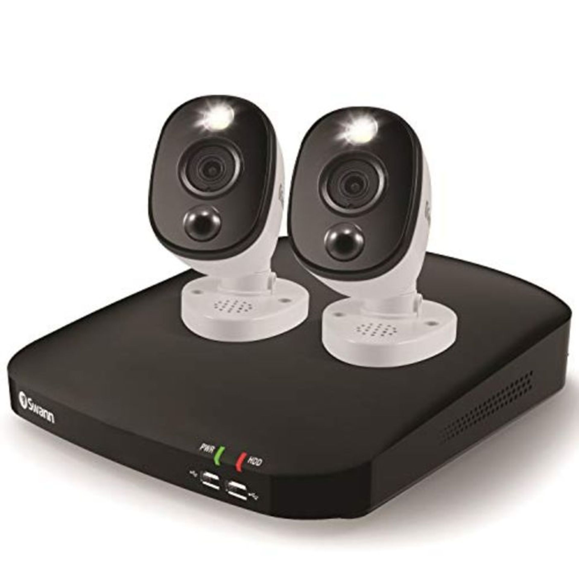 RRP £189.00 Swann CCTV System - 4 Channel 1080p DVR with 2 x 1080p Warning Light Bullet Cameras &