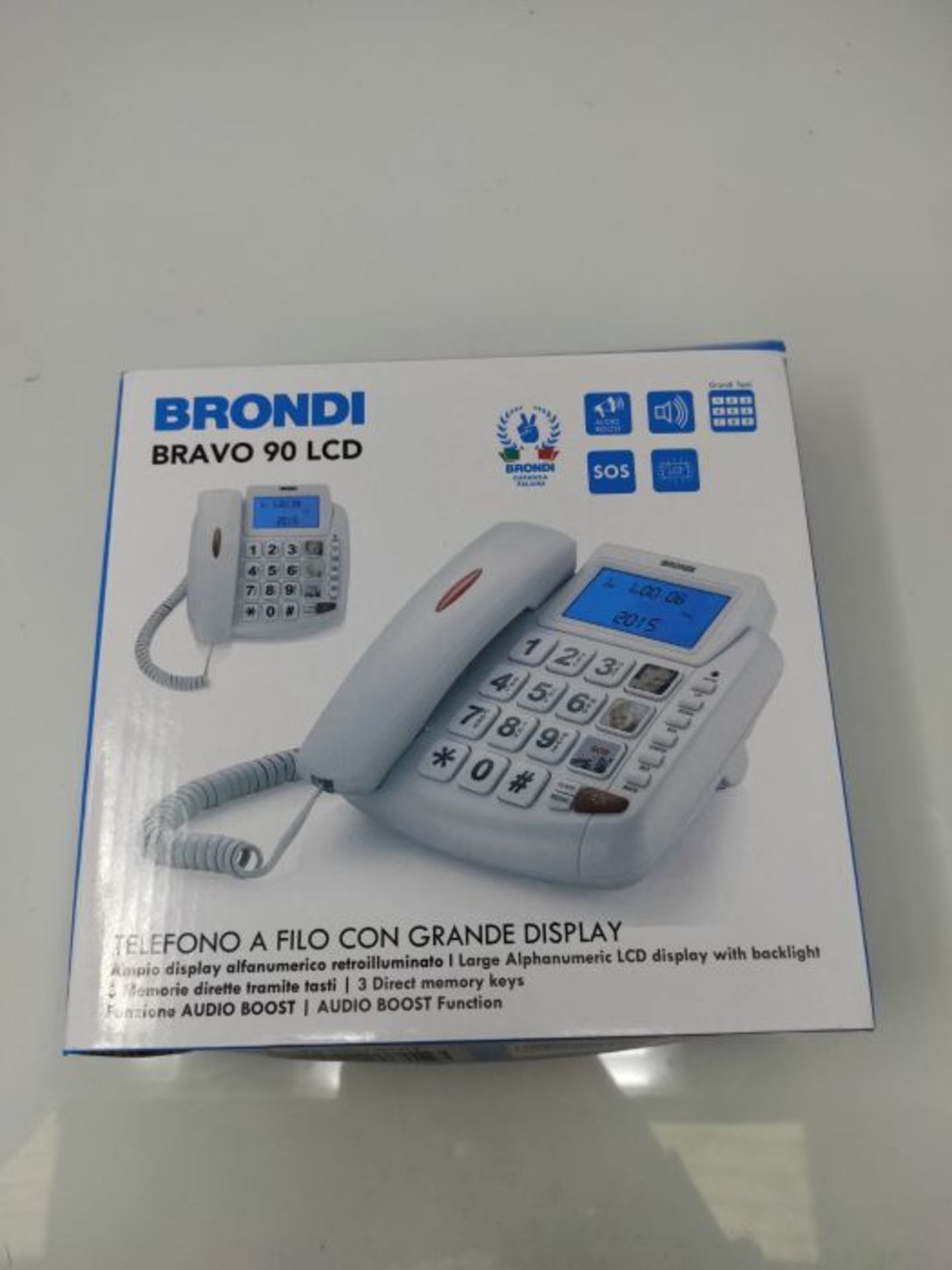 Brondi Bravo 90 LCD Telefono Fisso con tasti grandi, Bianco - Image 2 of 3