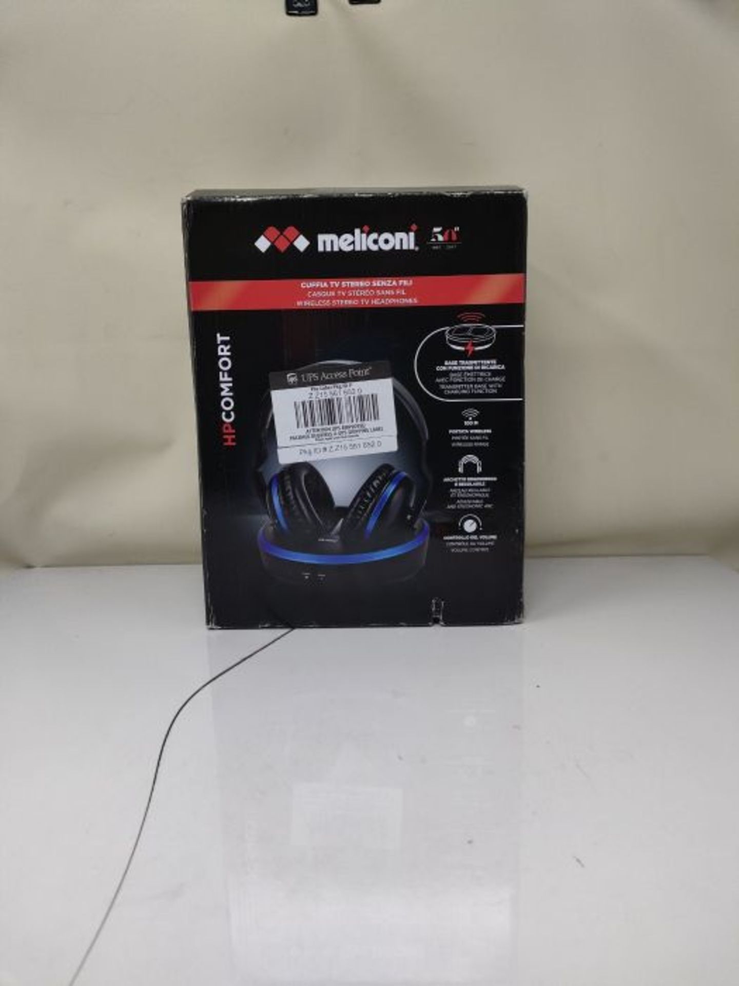 RRP £60.00 Meliconi Hp Comfort Cuffia Tv Stereo Senza Fili con Base di Ricarica, Nero - Image 2 of 3