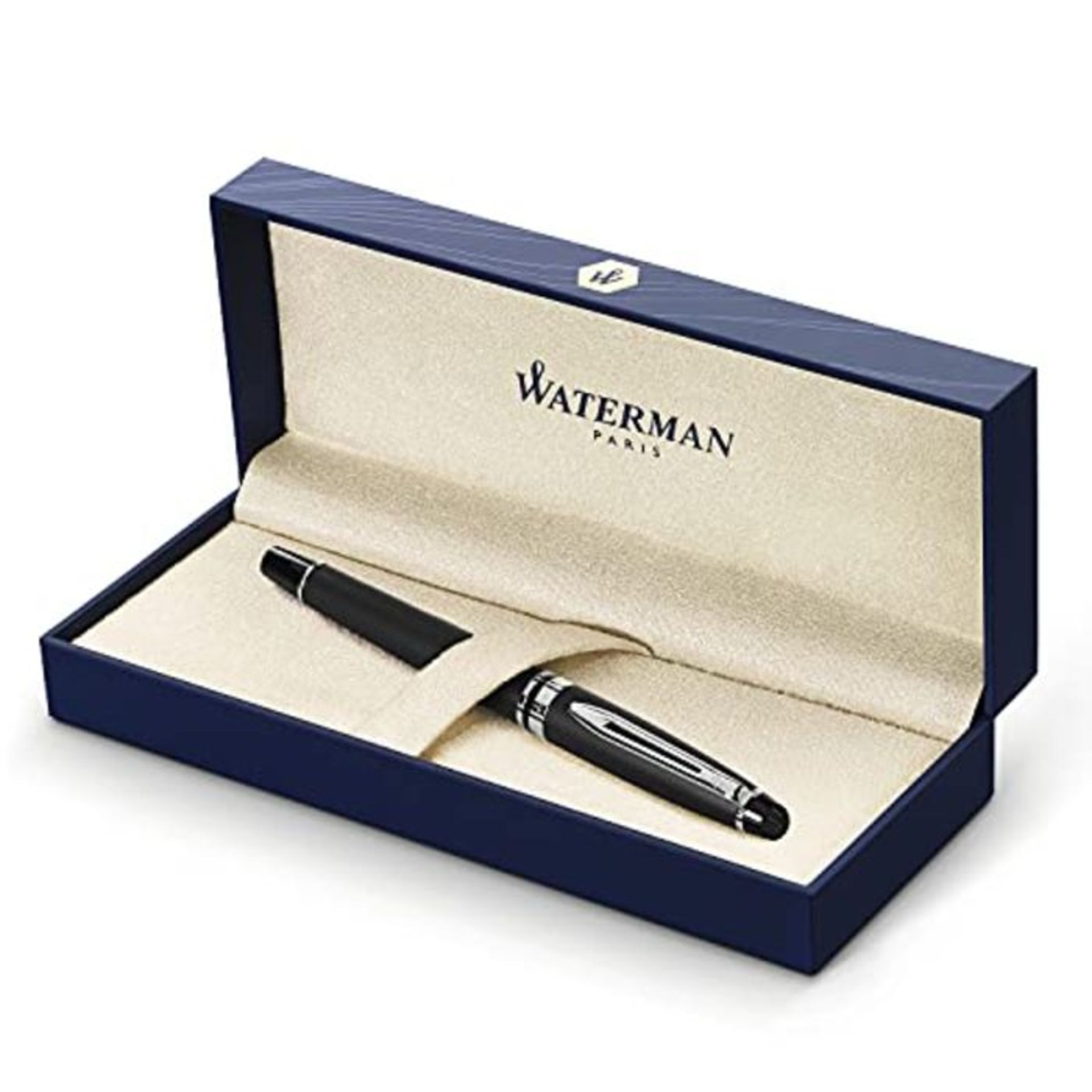 RRP £71.00 Waterman Expert Fountain Pen | Matte Black with Chrome Trim | Medium Nib | Gift Box