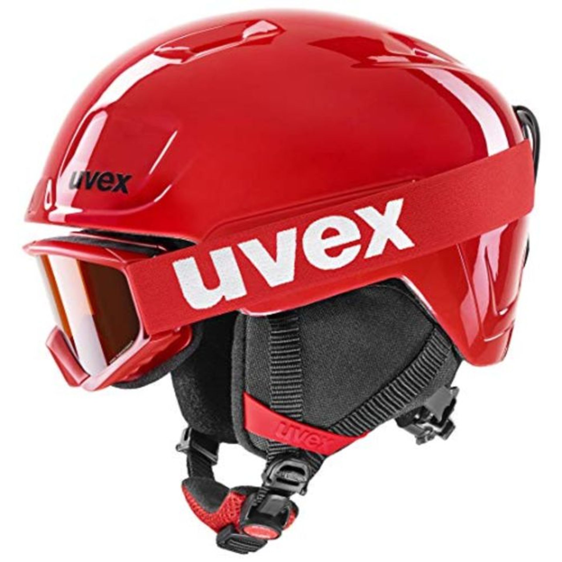 RRP £51.00 Uvex Unisex-Youth heyya Set ski Helmet & ski Goggles, red-Black, 51-55 cm