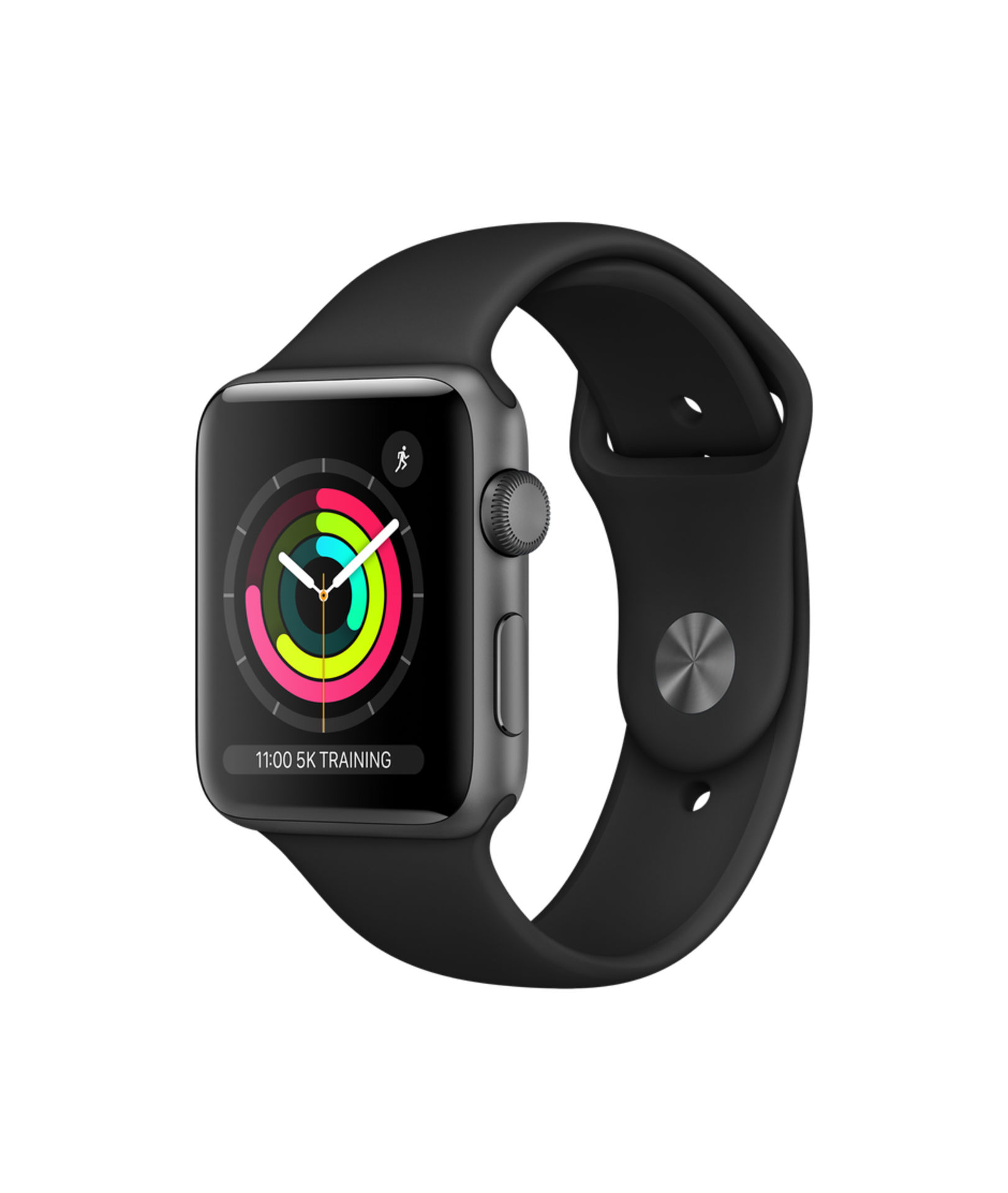 RRP £208.00 Apple Watch Series 3 (GPS, 42mm) - Space Grey Aluminum Case with Black Sport Band