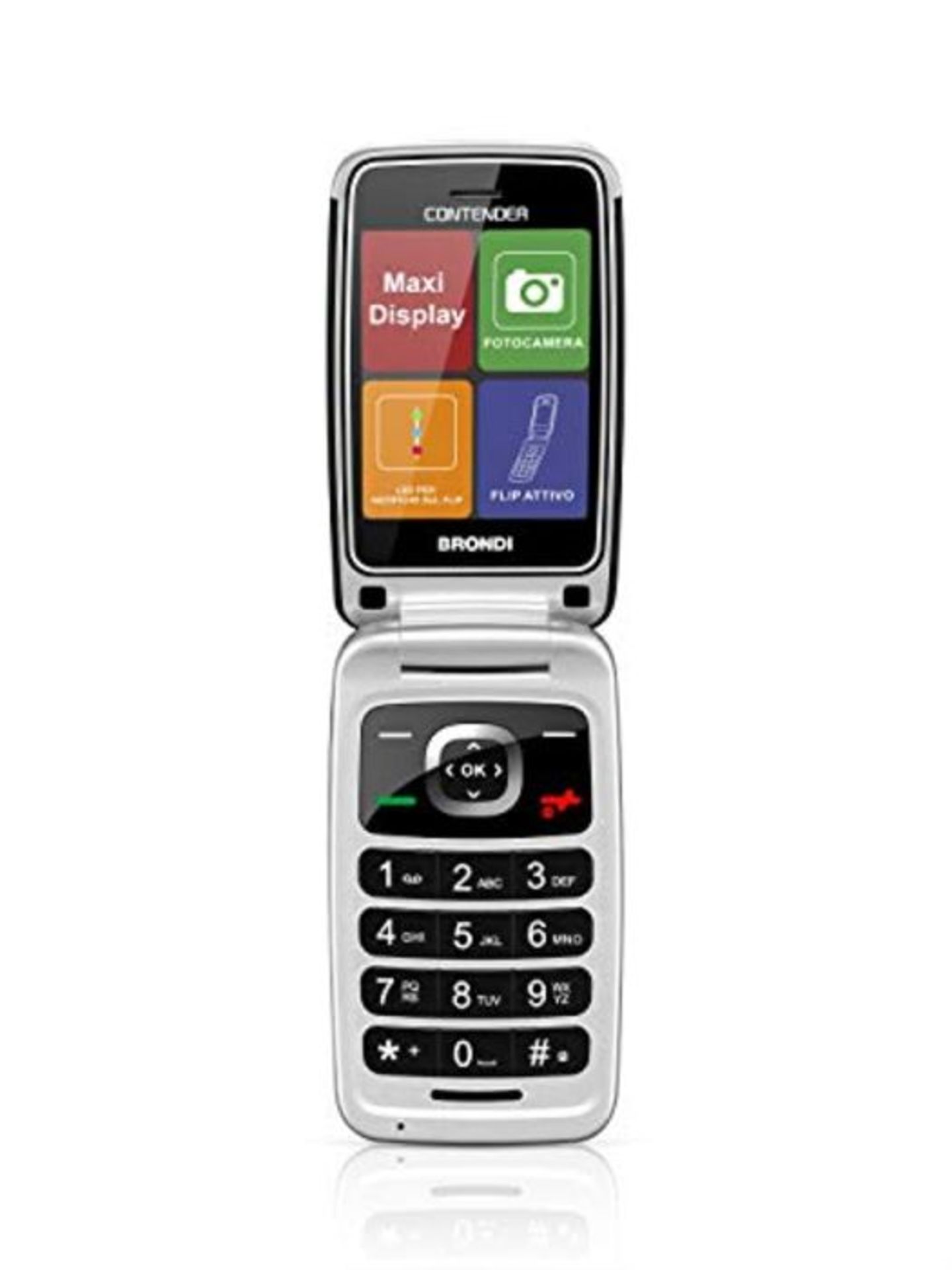 Brondi Contender Telefono Cellulare GSM DUAL SIM con Tasti Grandi, Nero